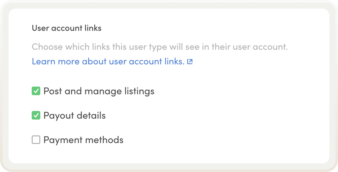 User account link settings in Console.