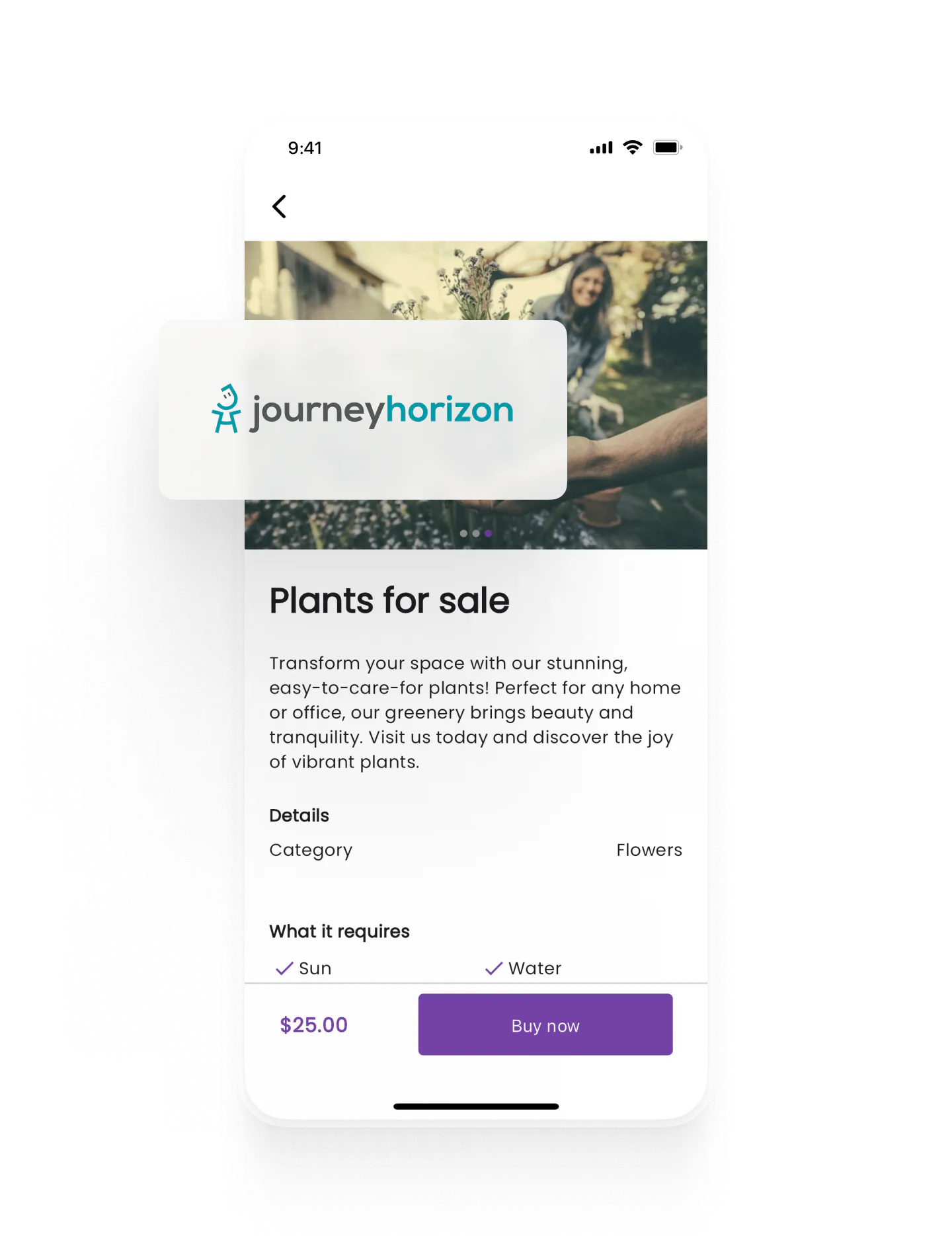 A listing page for plant seedlings. The page is overlaid with Journeyhorizon's logo.