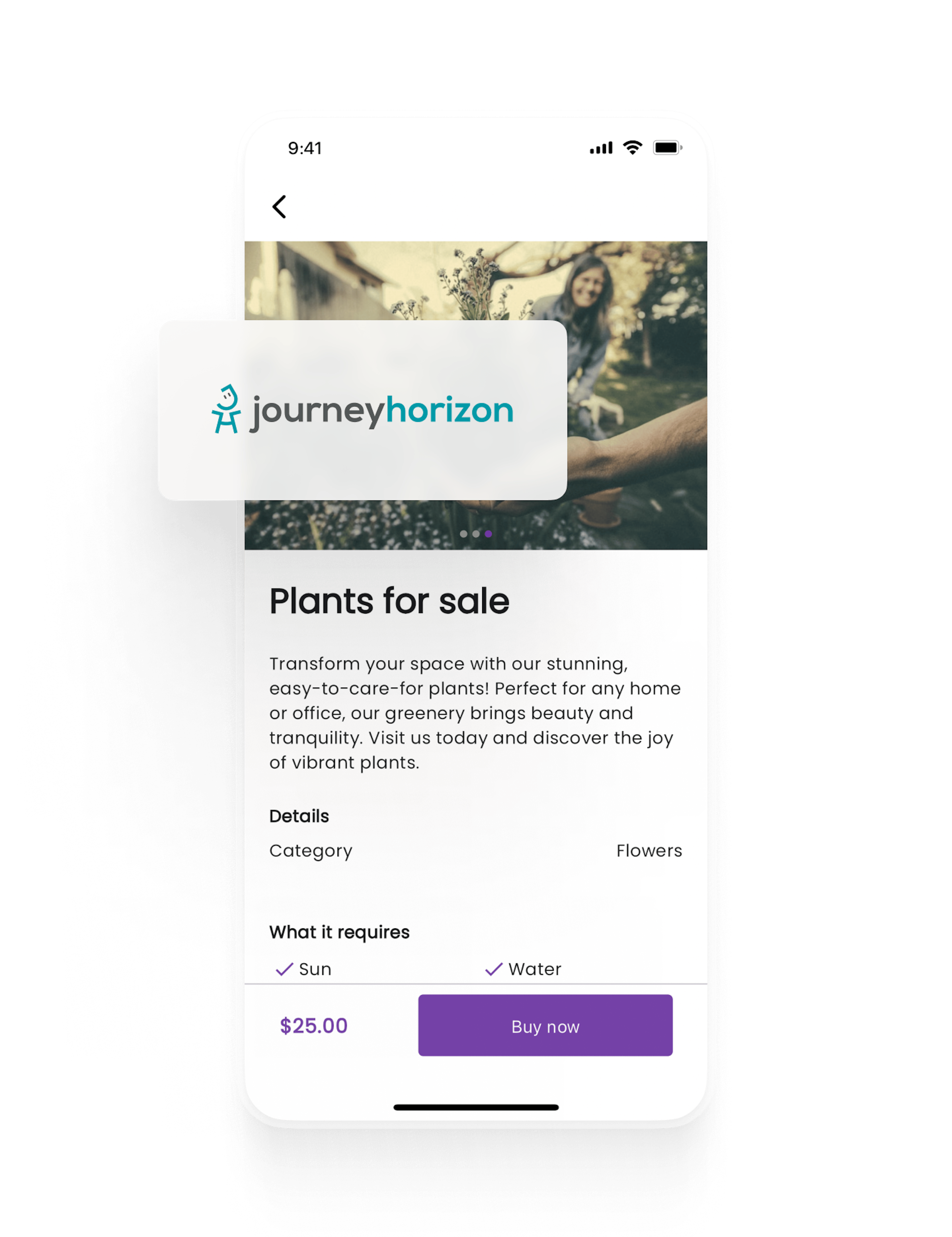 A listing page for plant seedlings. The page is overlaid with Journeyhorizon's logo.