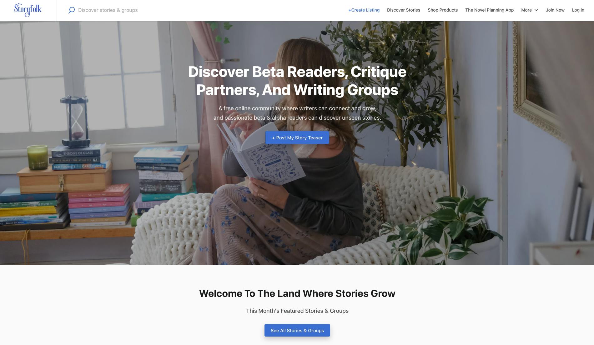 Storyfolk peer-to-peer service marketplace landing page
