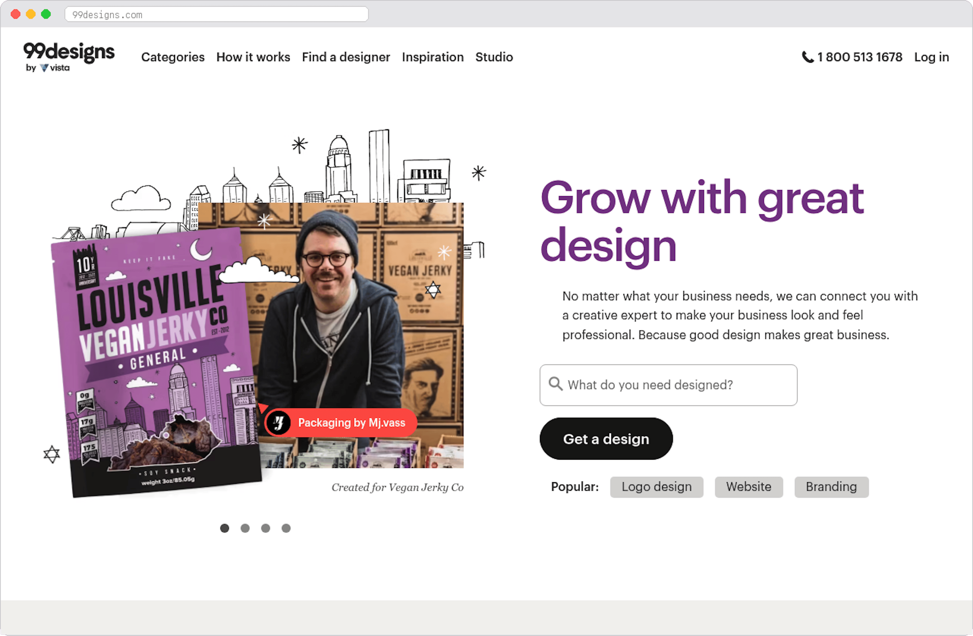 99designs marketplace homepage screenshot