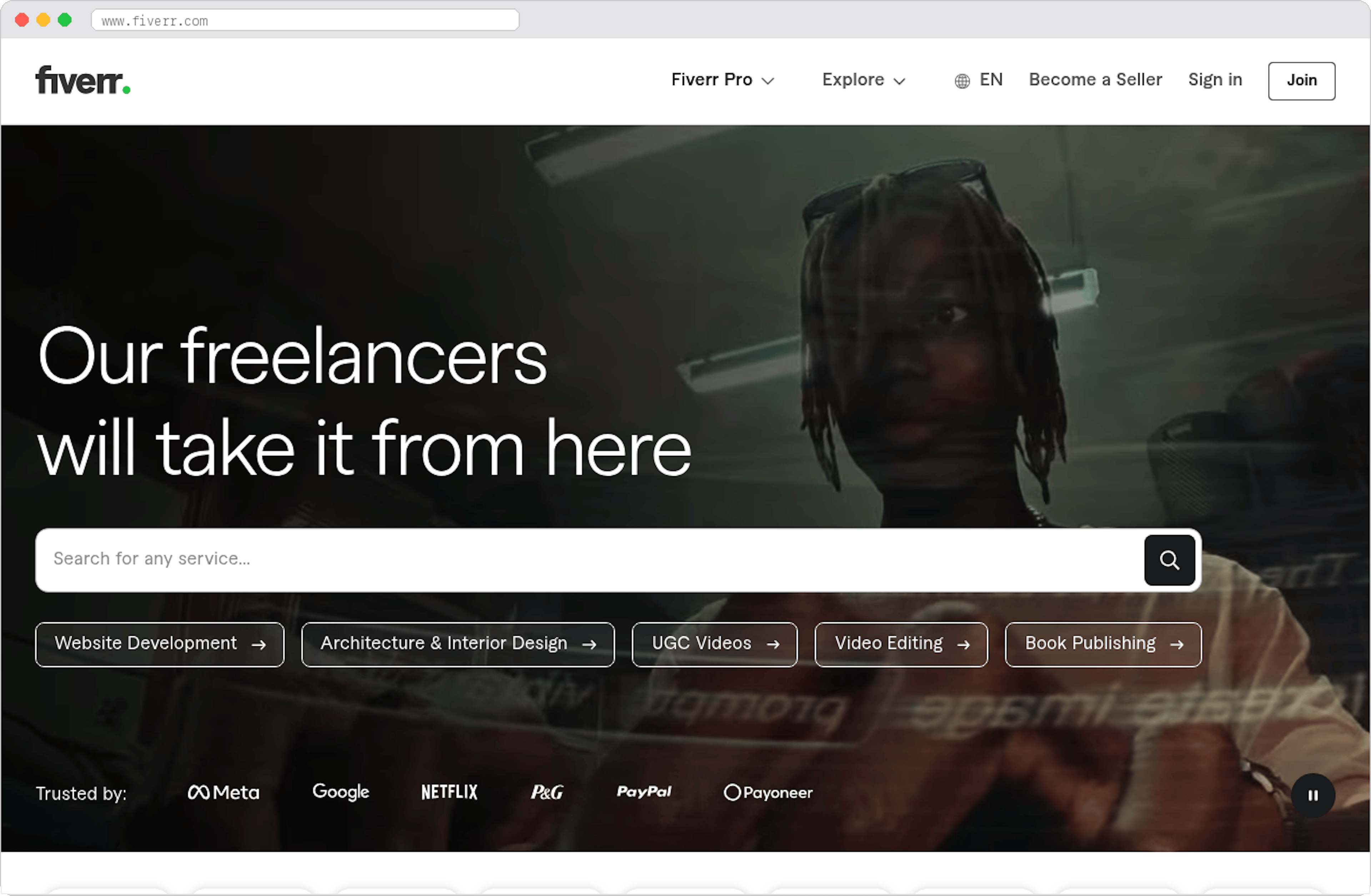 Fiverr marketplace homepage screenshot