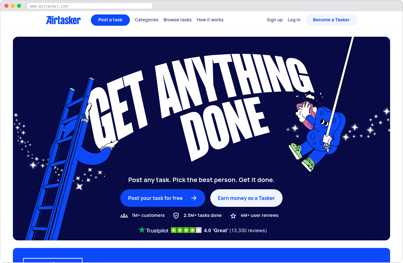 Airtasker marketplace homepage screenshot