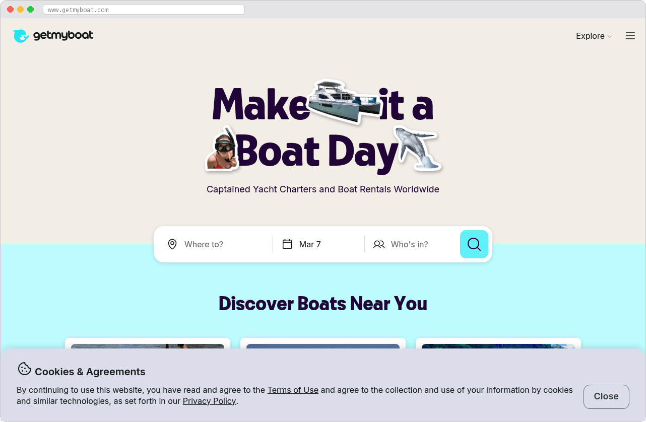 GetMyBoat marketplace homepage screenshot