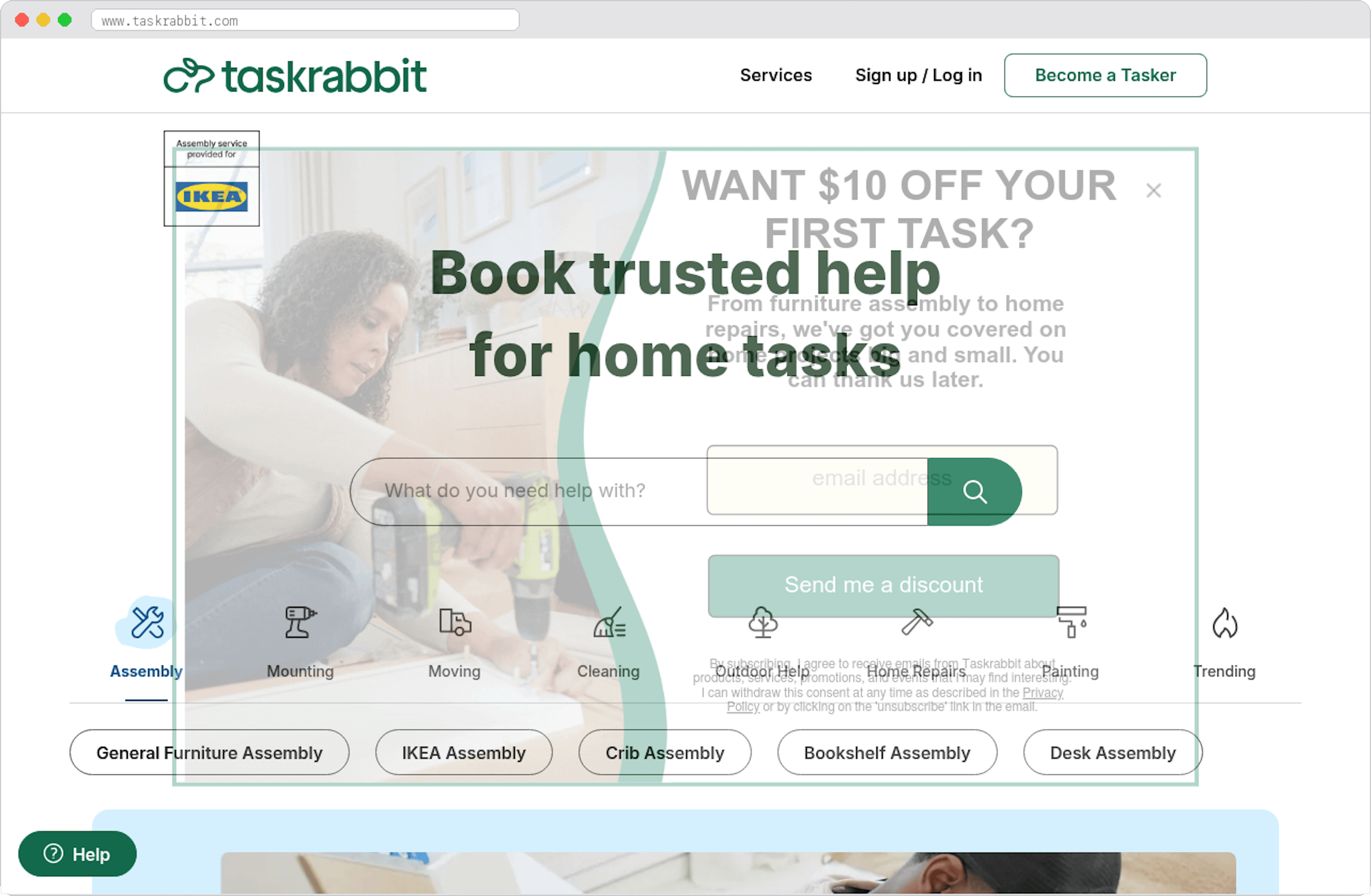 TaskRabbit marketplace homepage screenshot