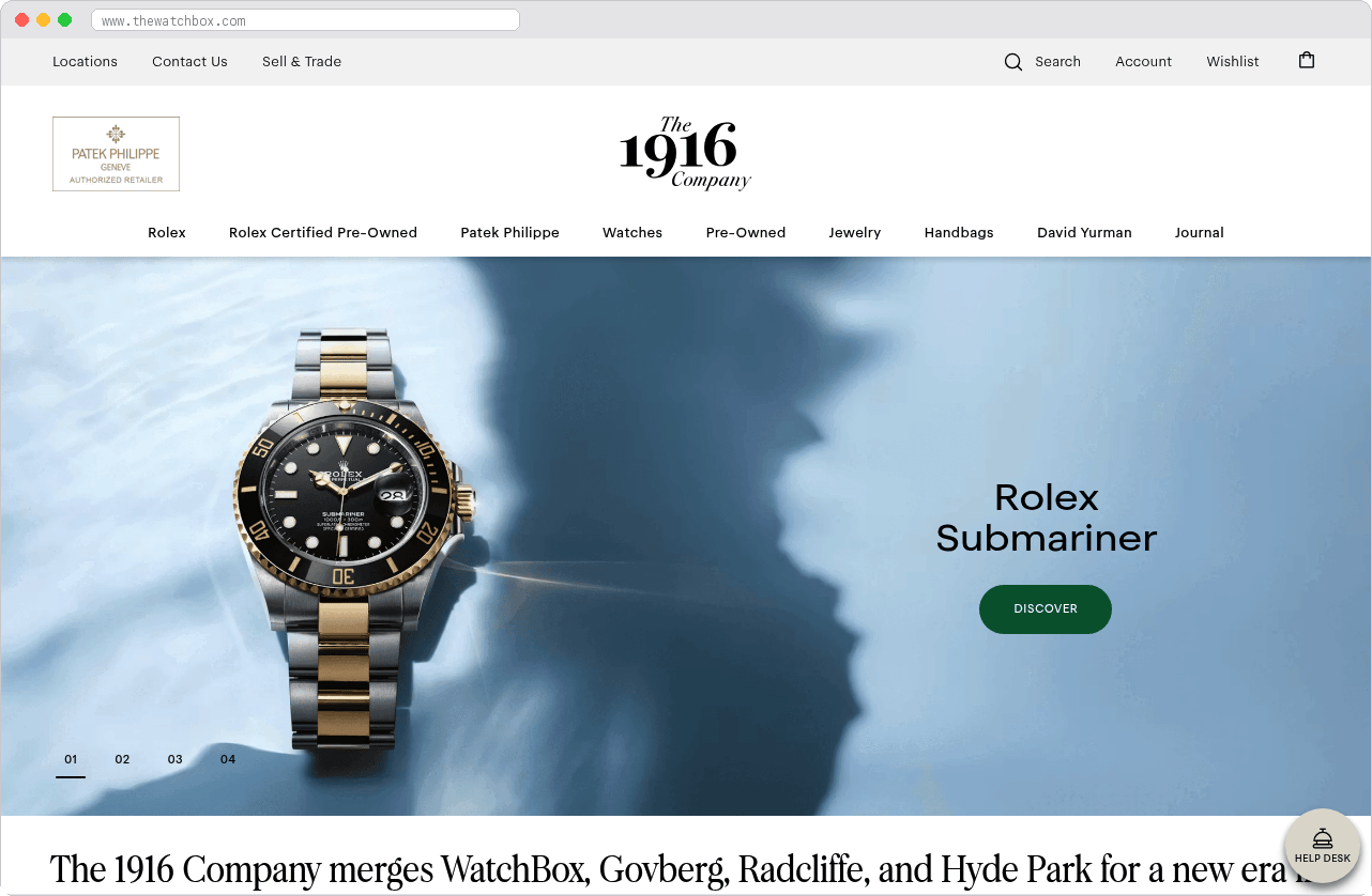 WatchBox marketplace homepage screenshot