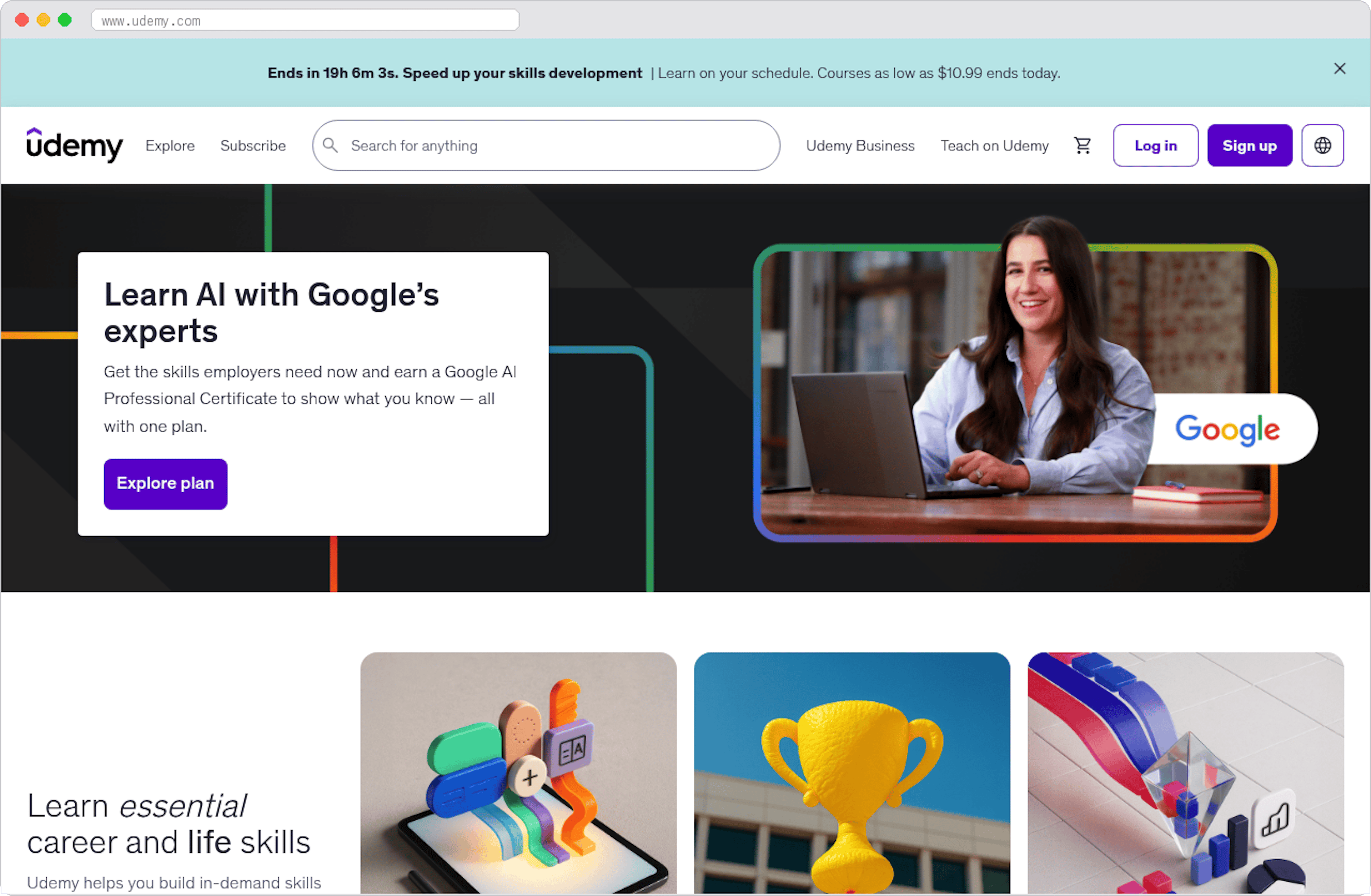 Udemy and Coursera marketplace homepage screenshot