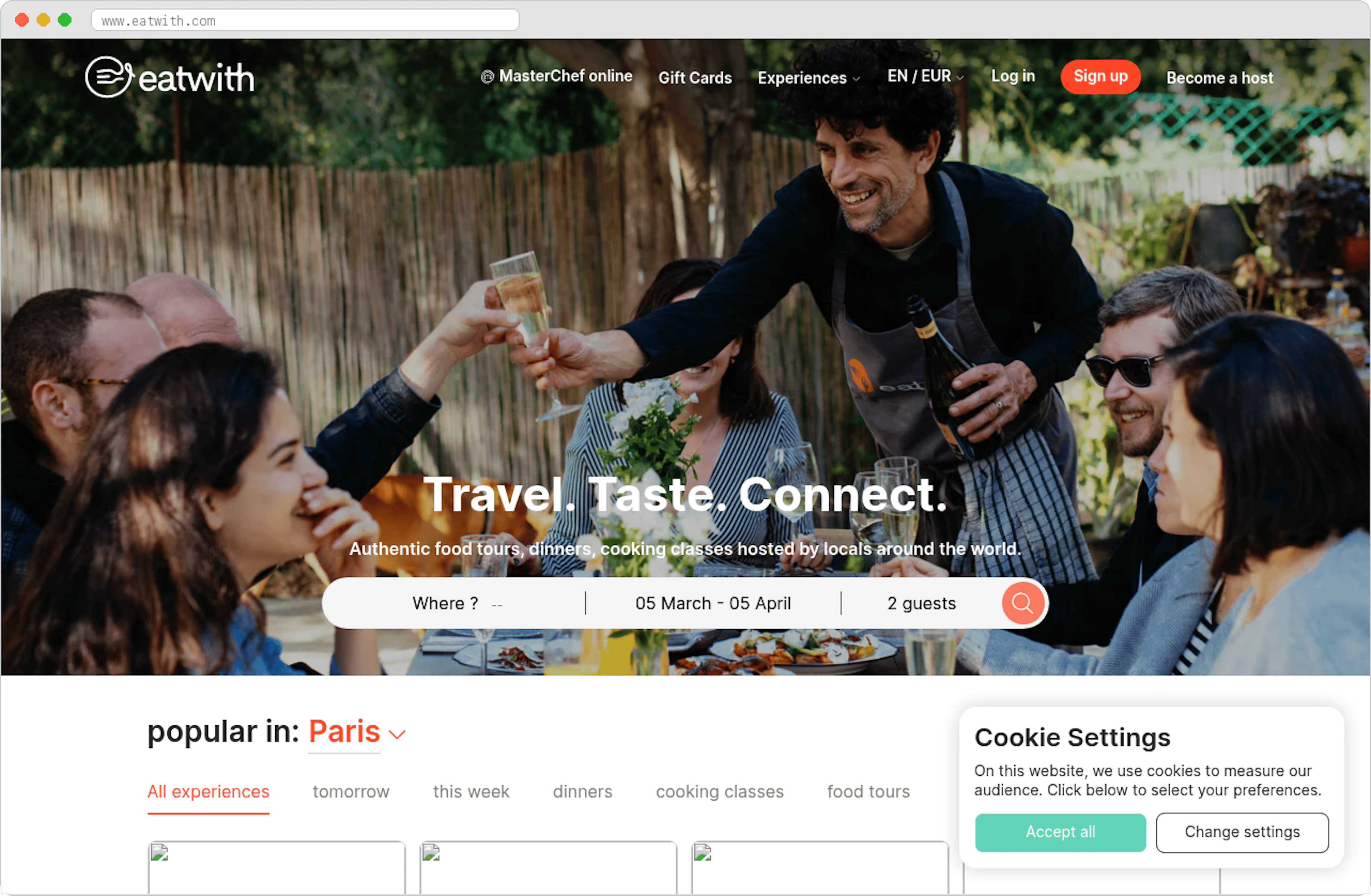 EatWith marketplace homepage screenshot