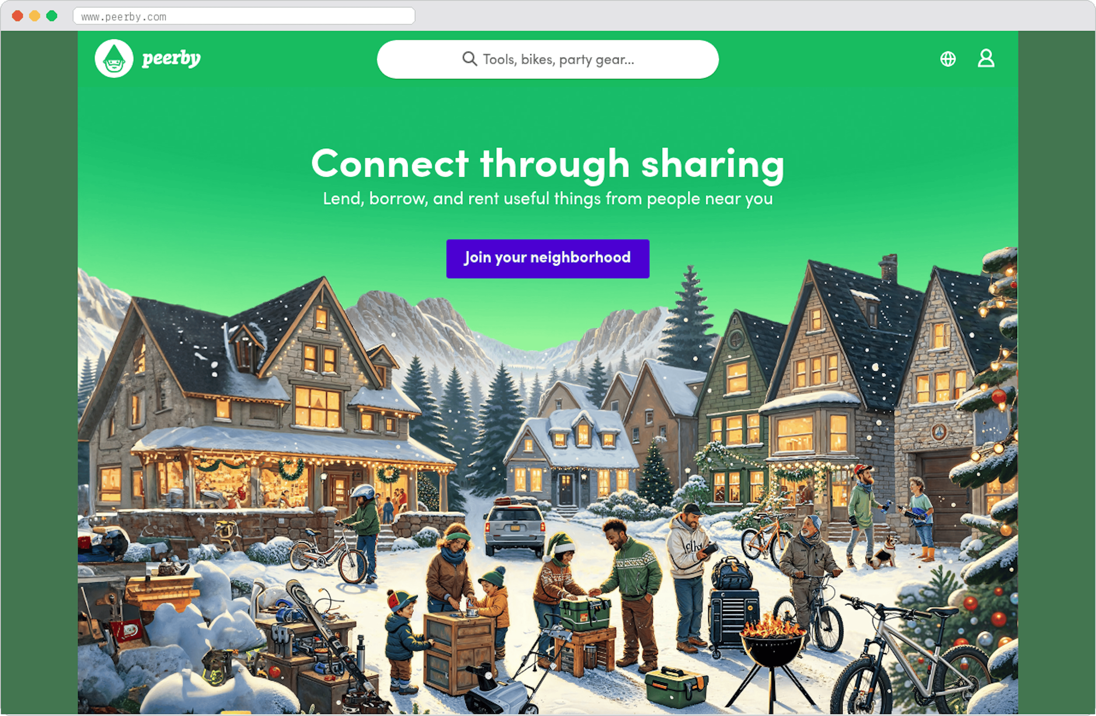 Peerby marketplace homepage screenshot