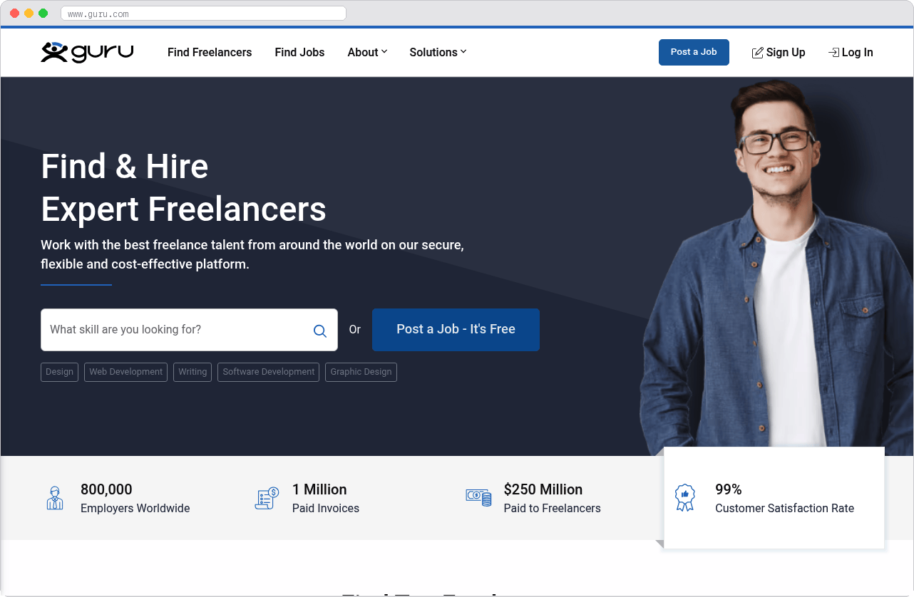 Guru marketplace homepage screenshot