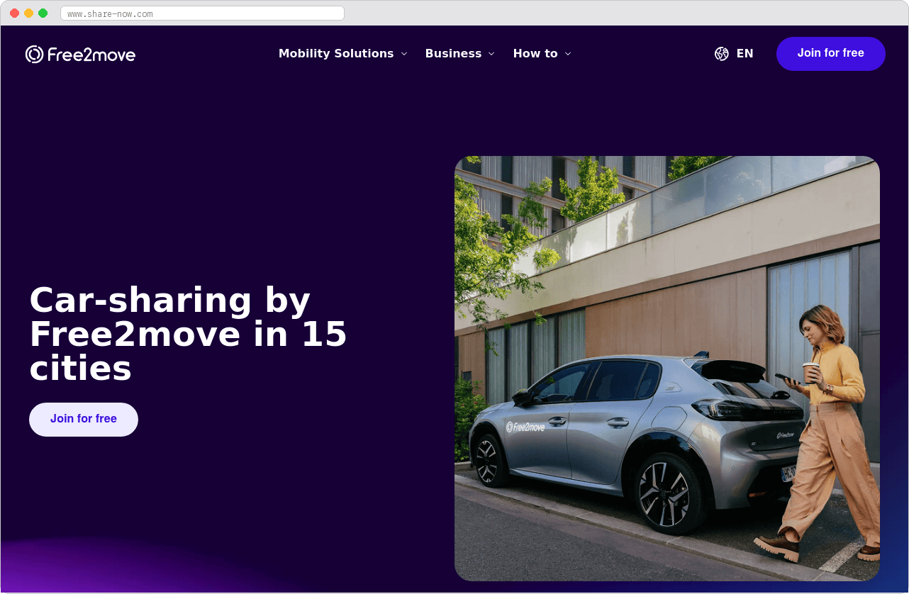 Car2Go (now SHARE NOW) marketplace homepage screenshot
