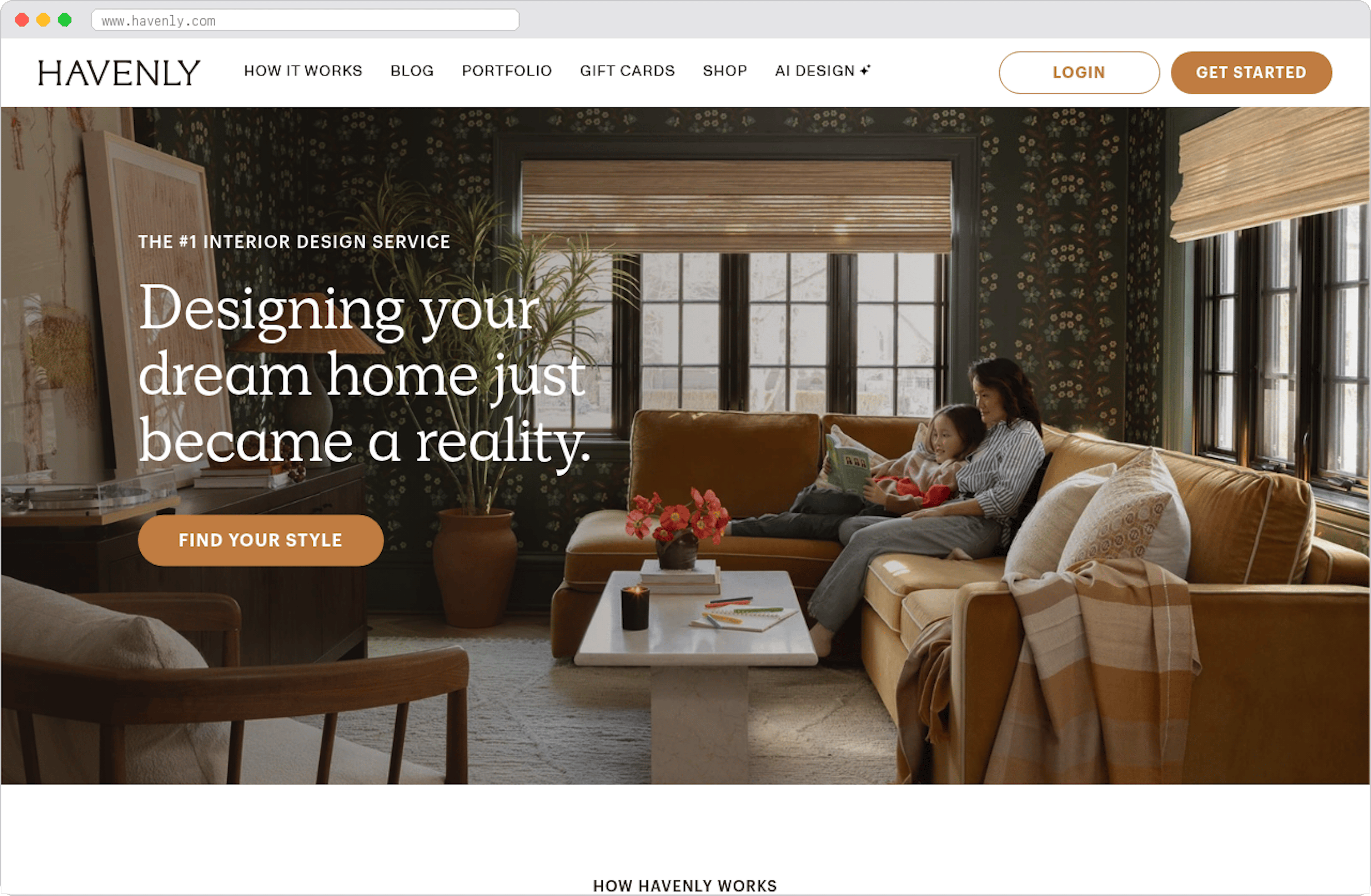Havenly marketplace homepage screenshot