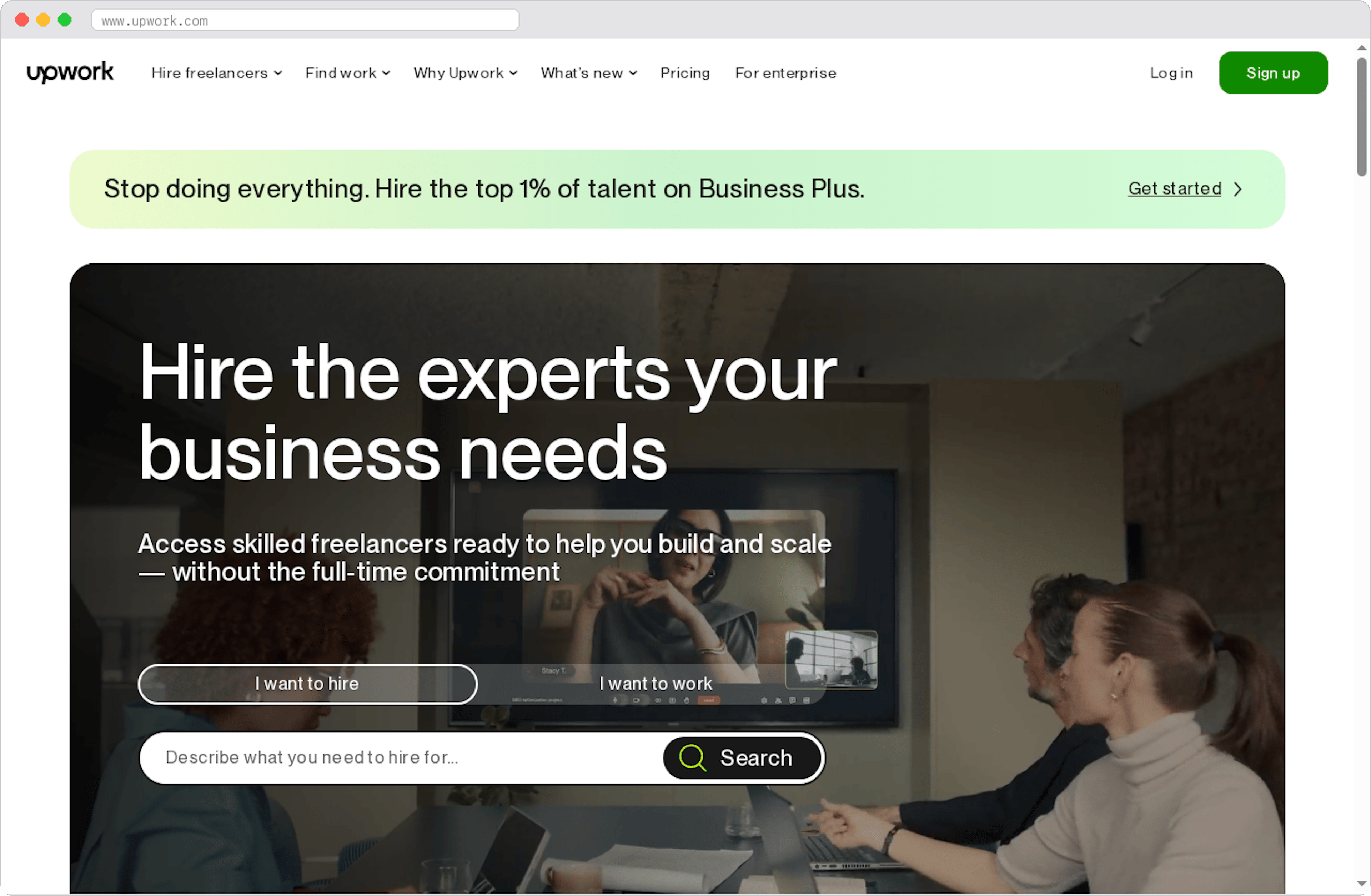 Upwork marketplace homepage screenshot