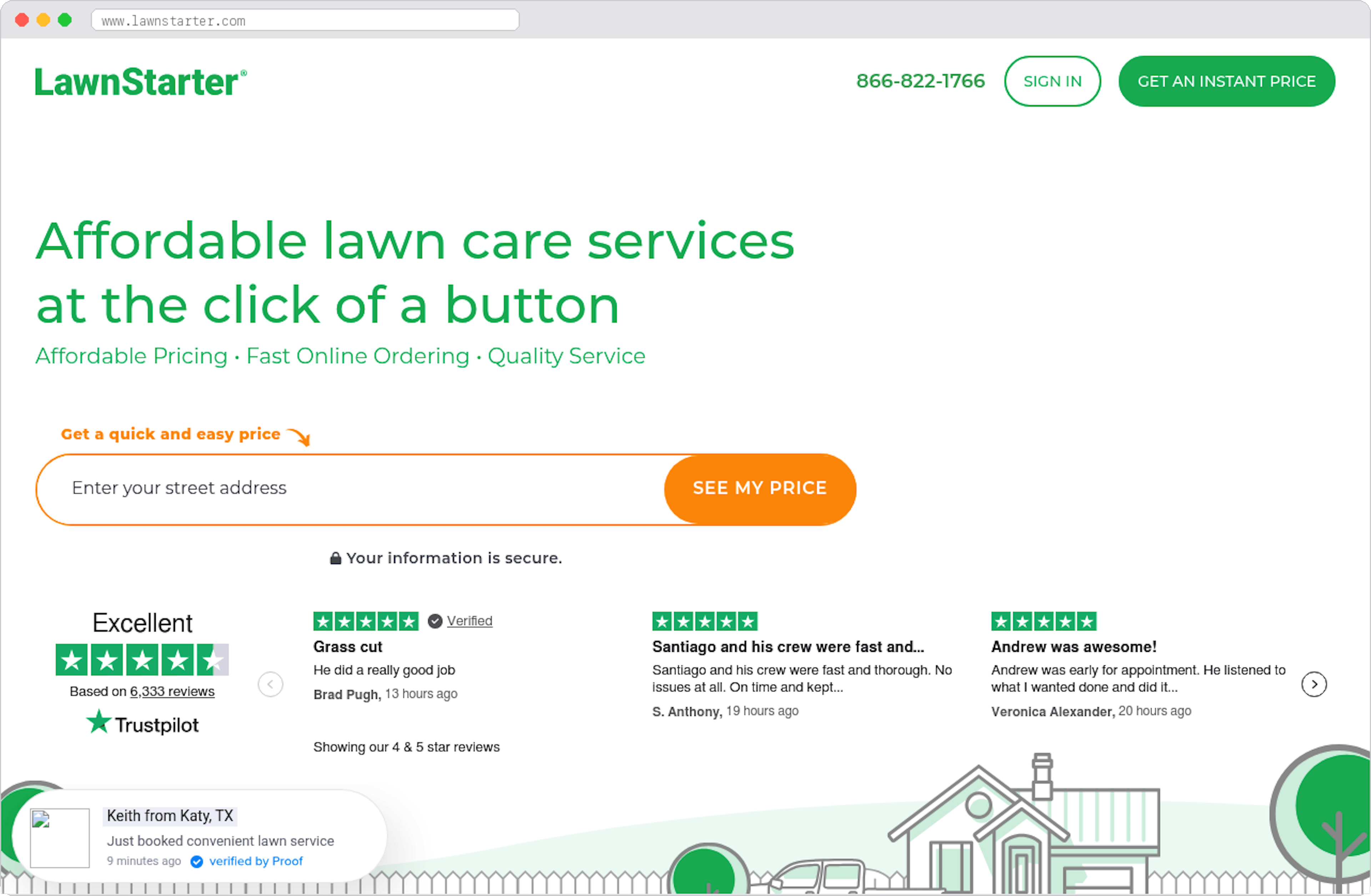 LawnStarter marketplace homepage screenshot