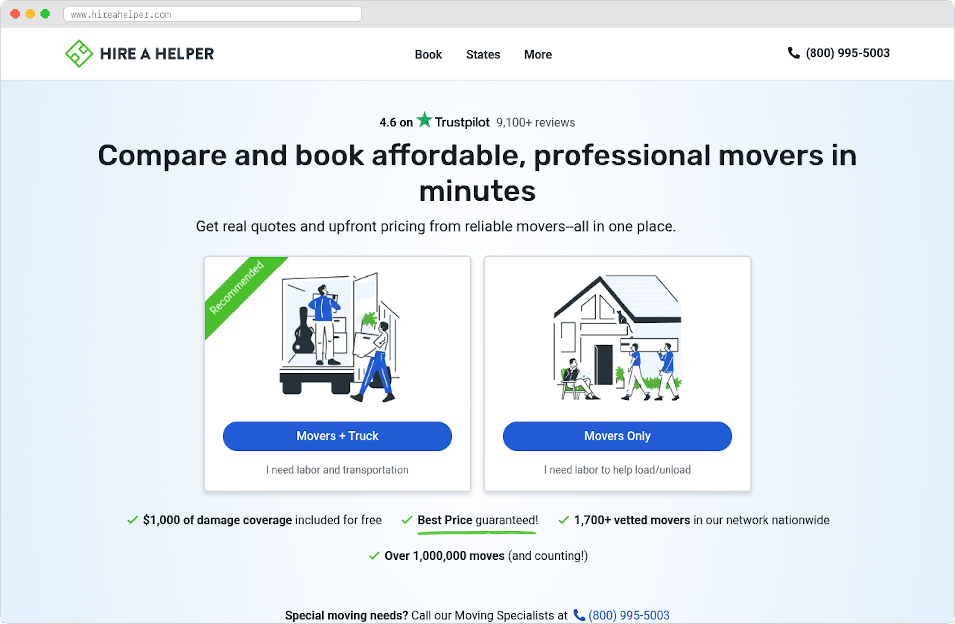 HireAHelper marketplace homepage screenshot