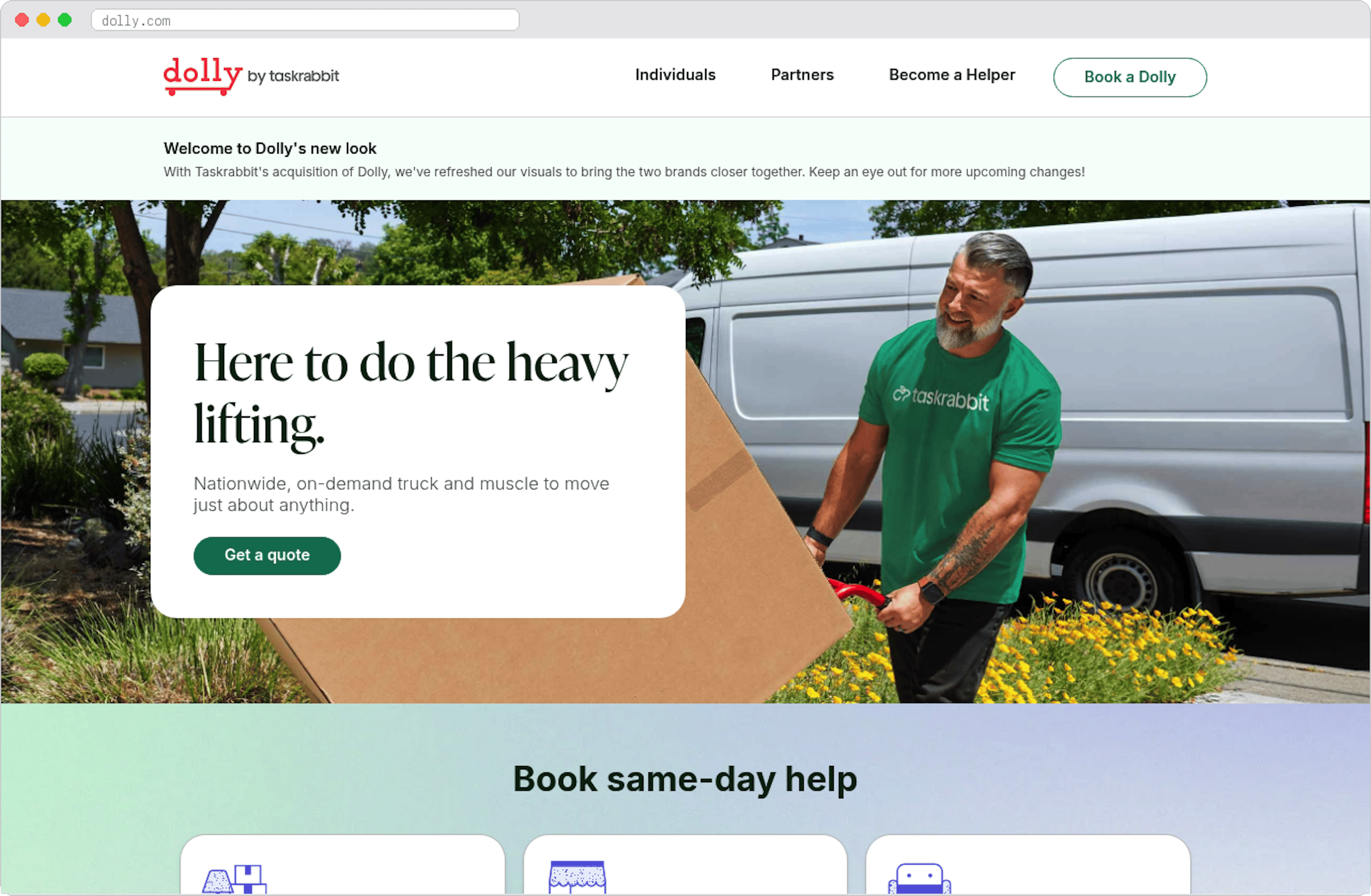 Dolly marketplace homepage screenshot