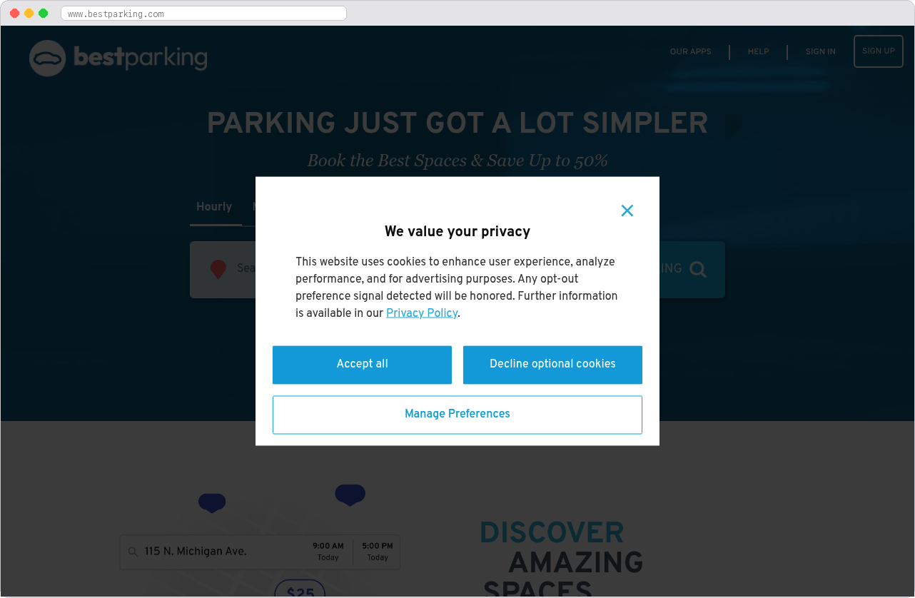 BestParking marketplace homepage screenshot