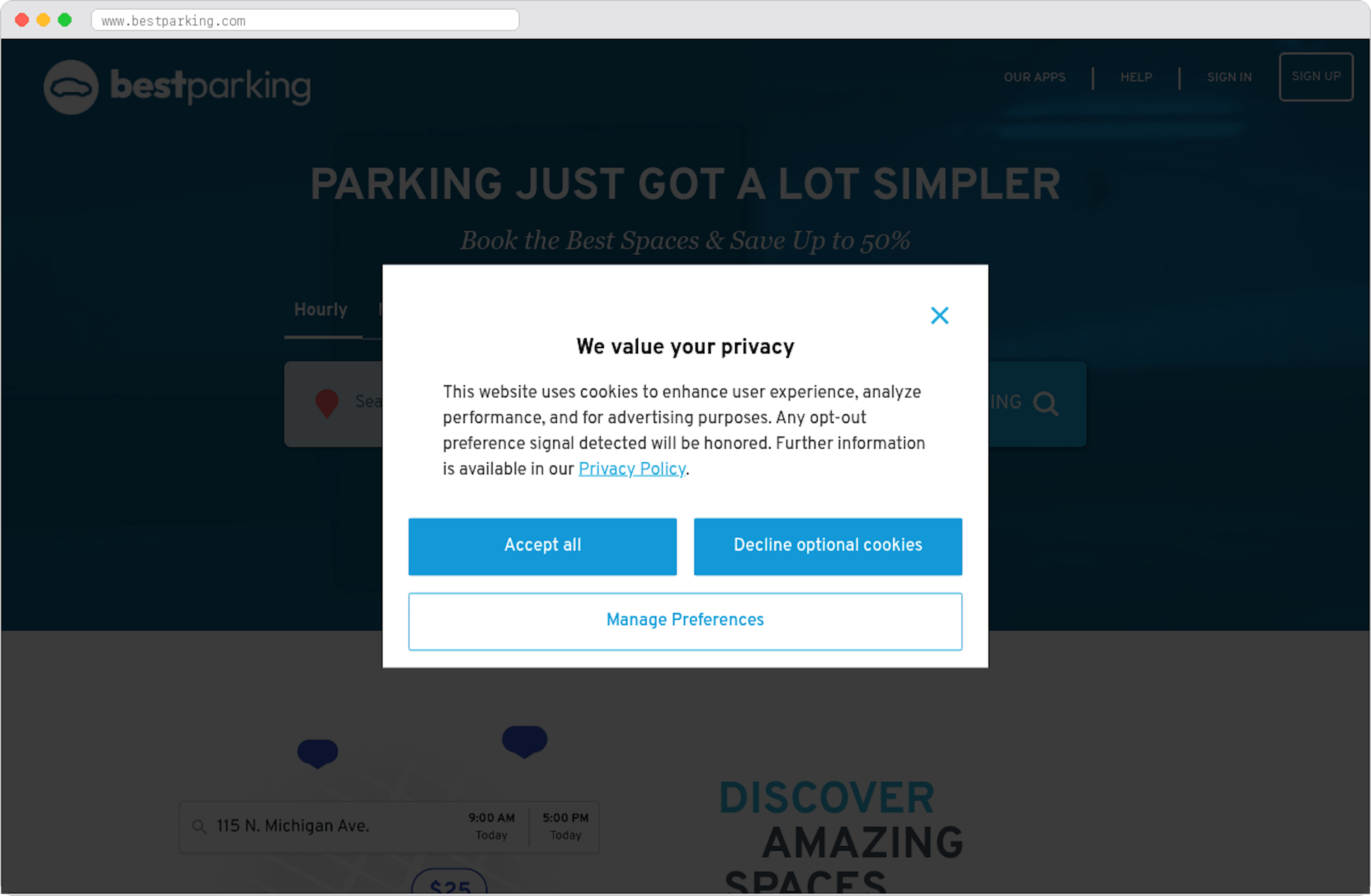 BestParking marketplace homepage screenshot