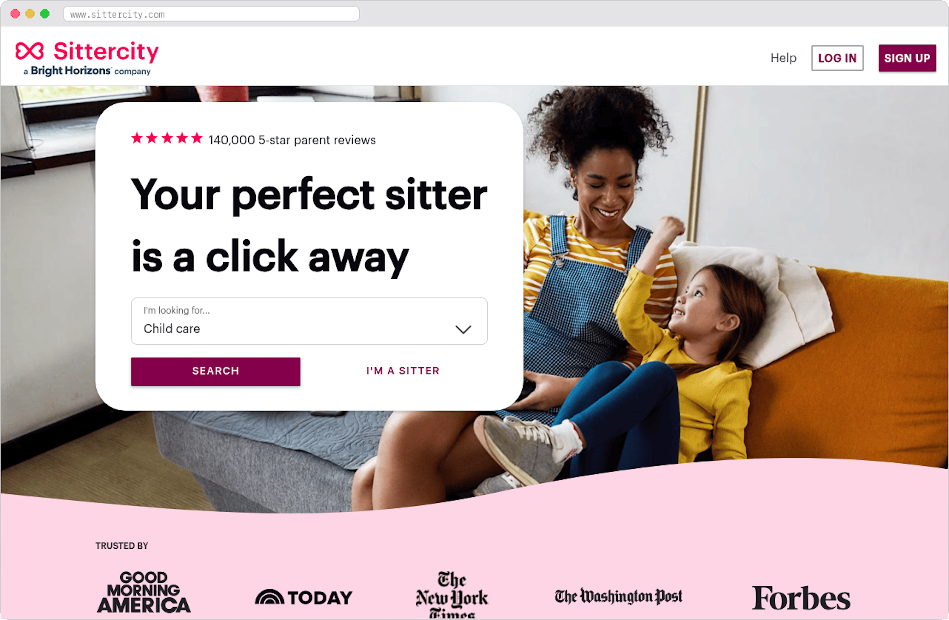 Sittercity.com marketplace homepage screenshot