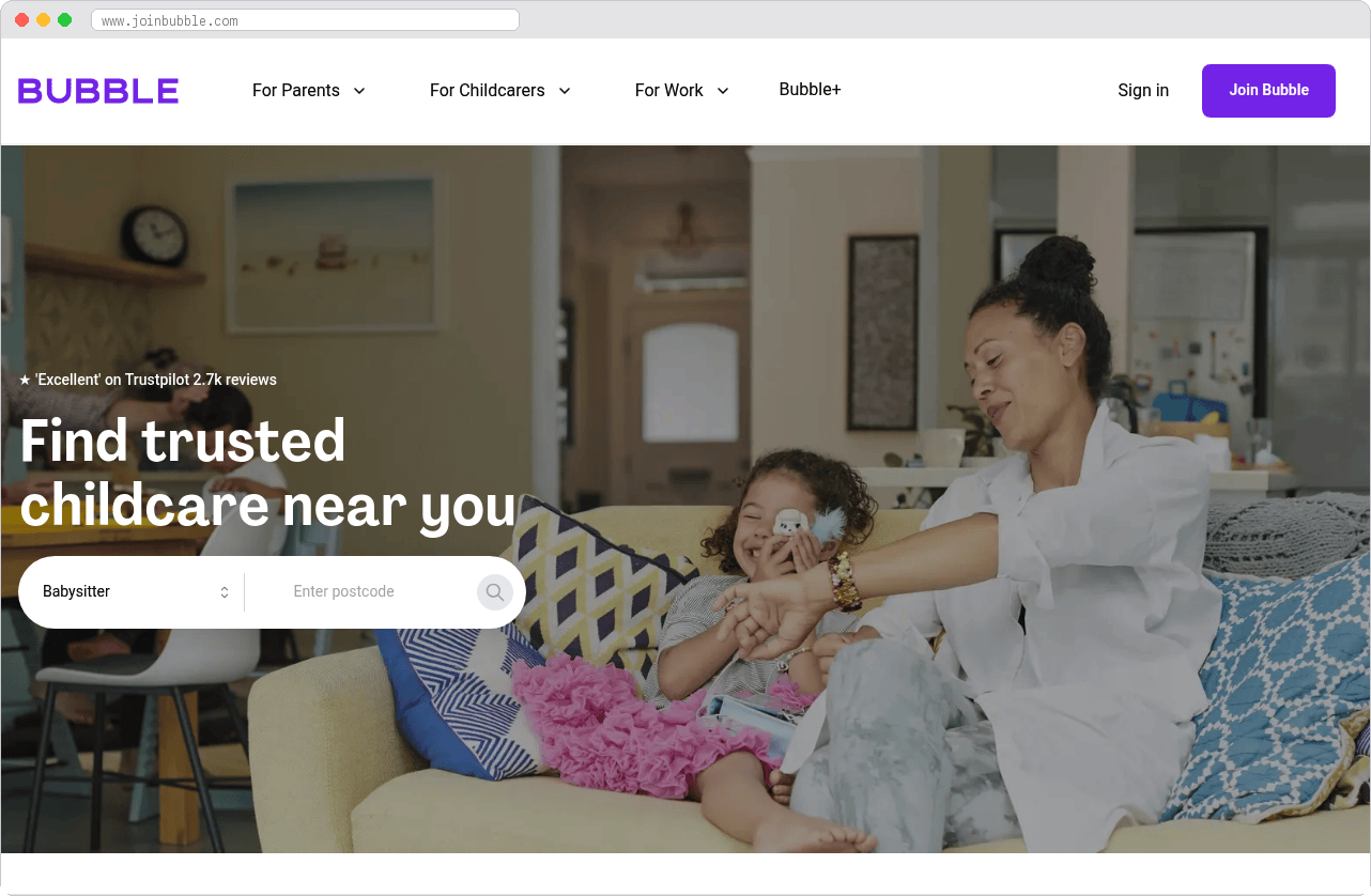 Bubble marketplace homepage screenshot