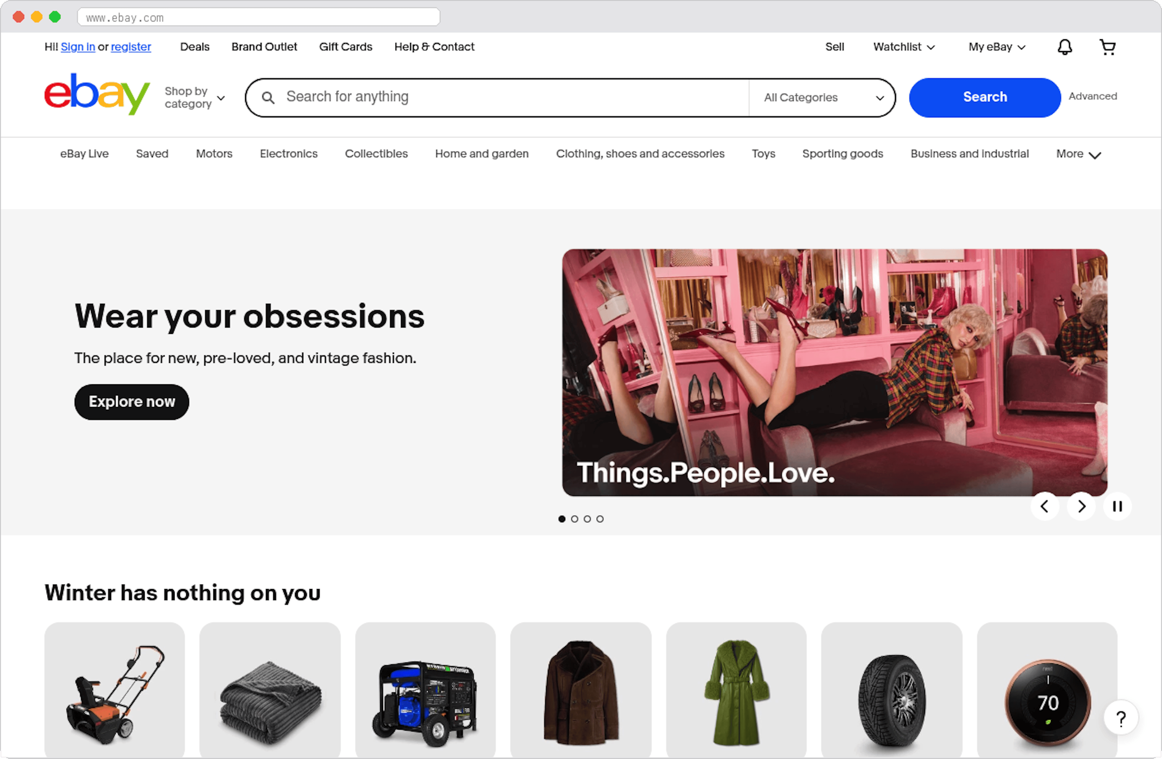 eBay Live marketplace homepage screenshot
