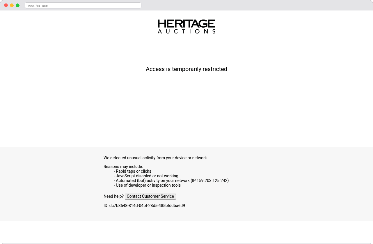 Heritage Auctions marketplace homepage screenshot