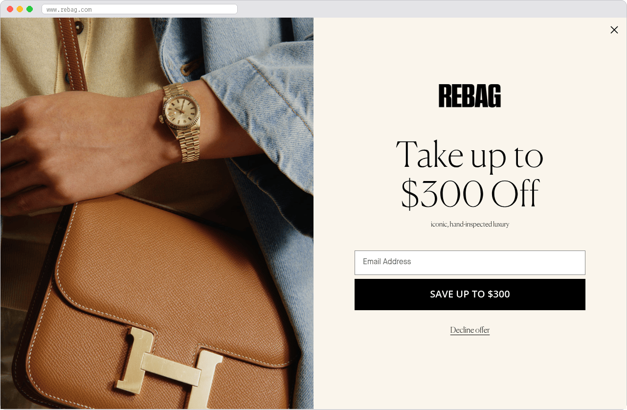 Rebag and Fashionphile marketplace homepage screenshot