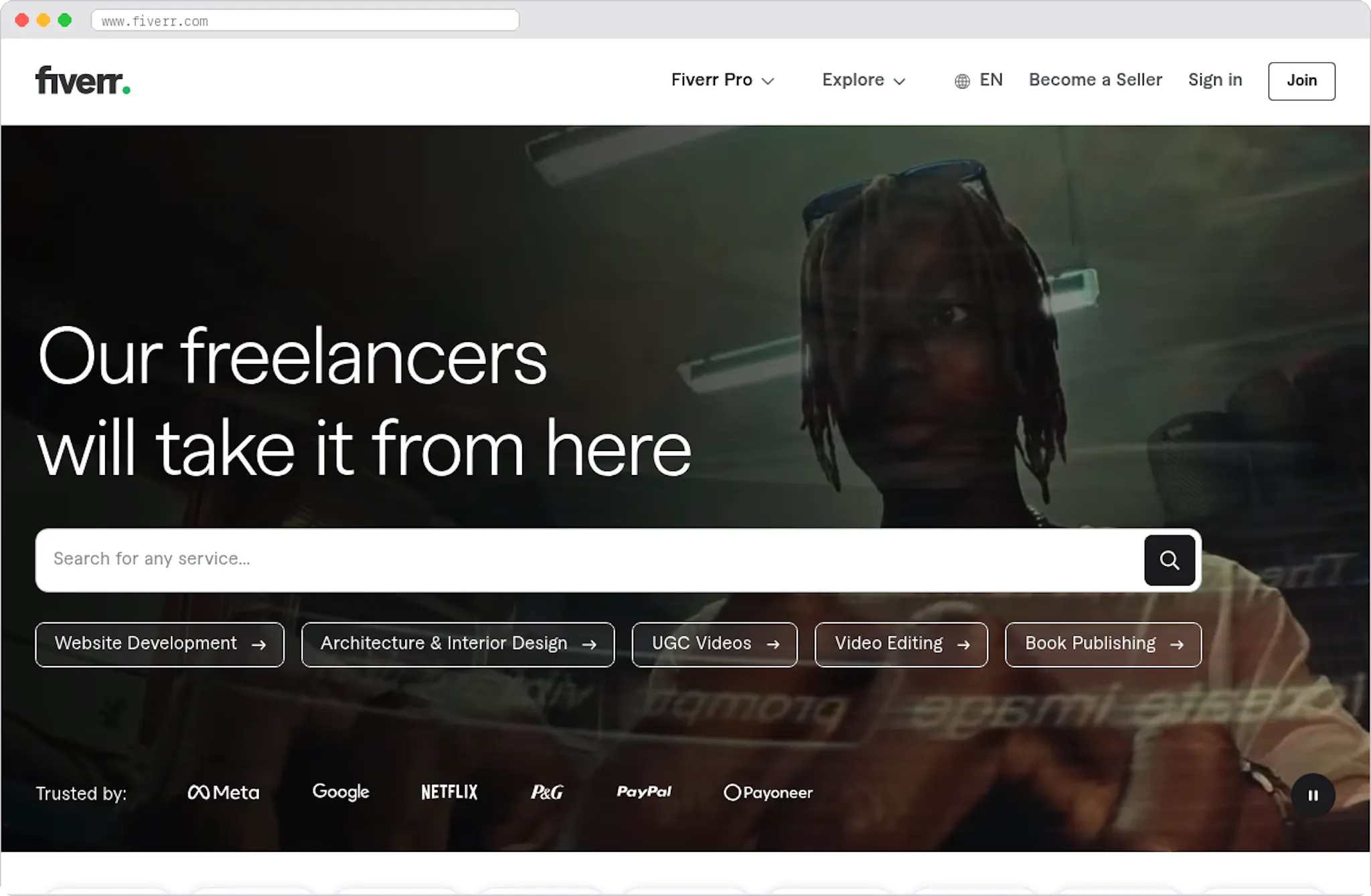 Fiverr marketplace homepage screenshot