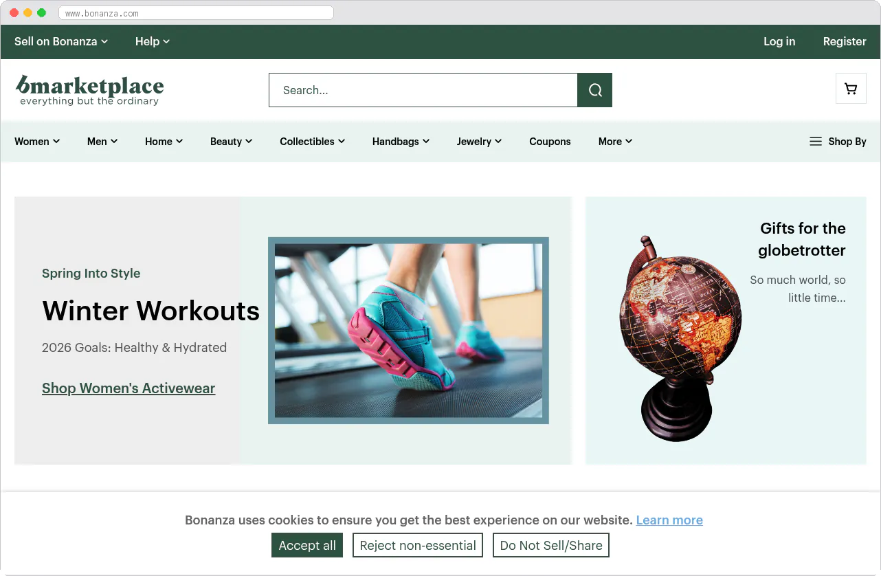 Bonanza marketplace homepage screenshot