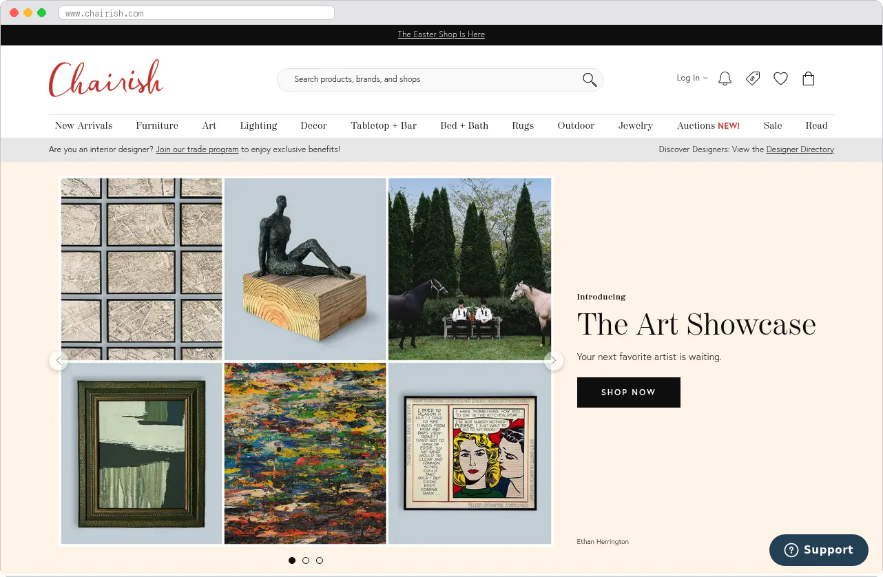 Chairish marketplace homepage screenshot