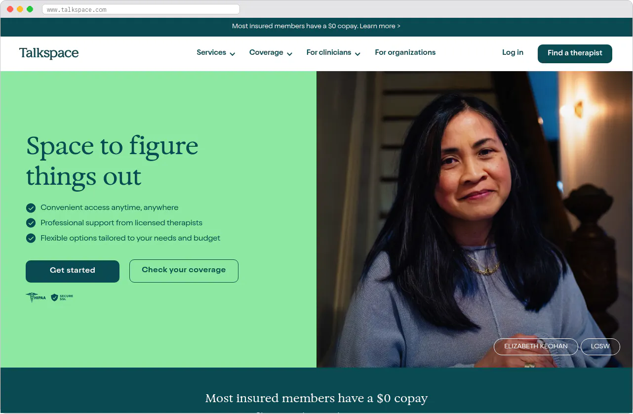 Talkspace marketplace homepage screenshot