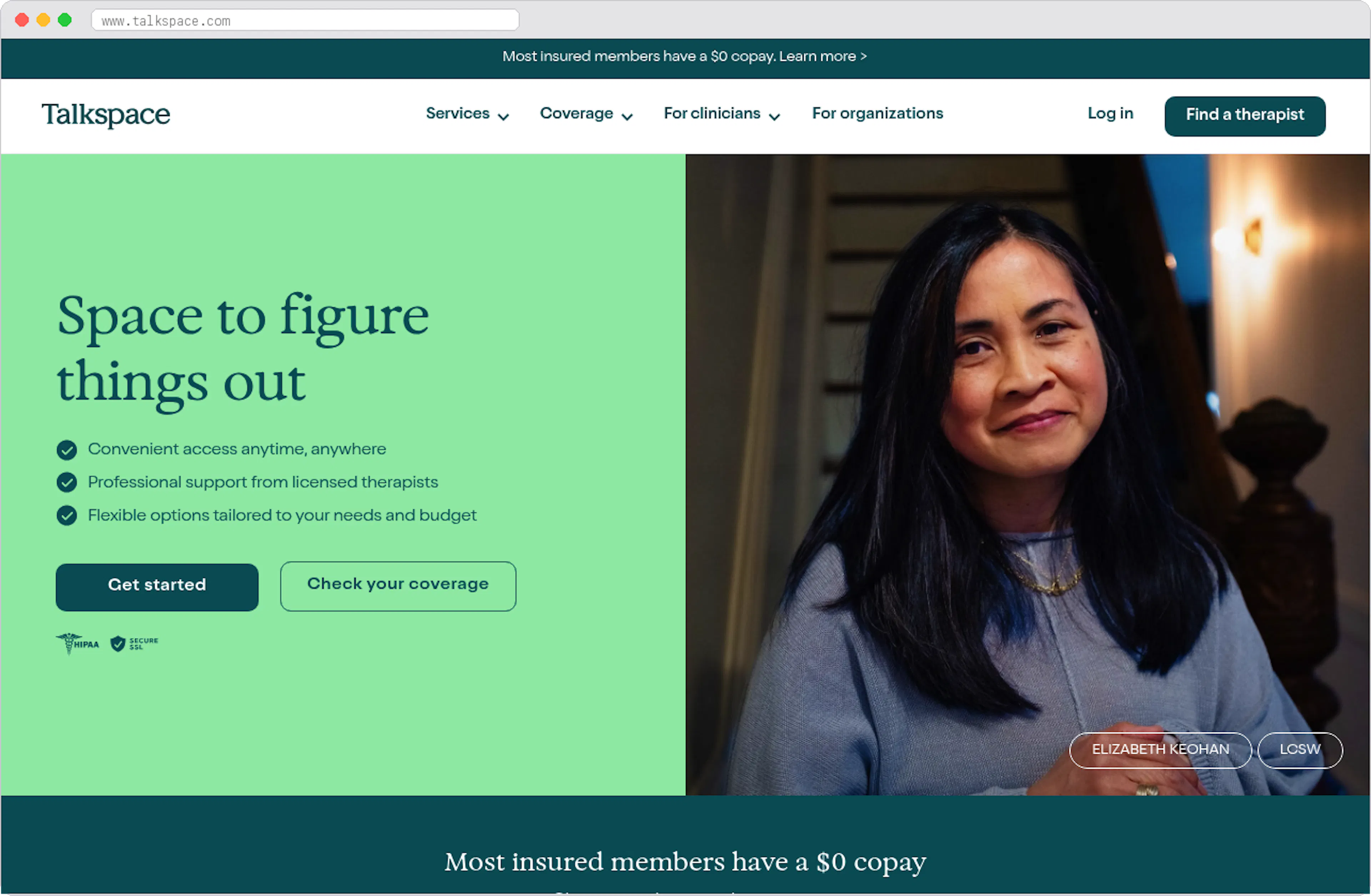 Talkspace marketplace homepage screenshot