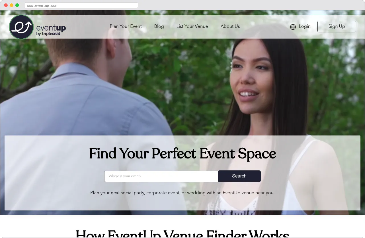 Eventup marketplace homepage screenshot