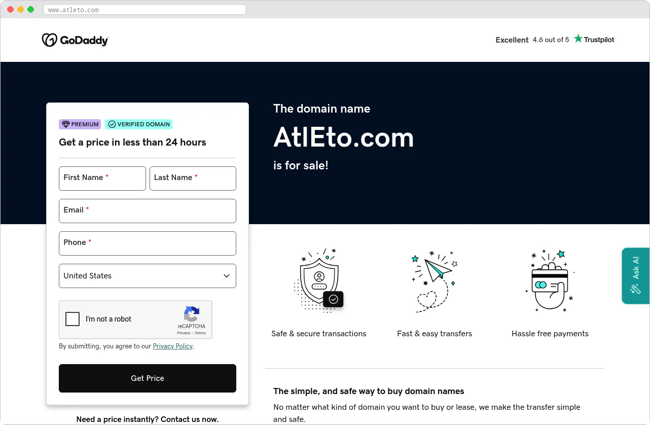 ATLETO marketplace homepage screenshot