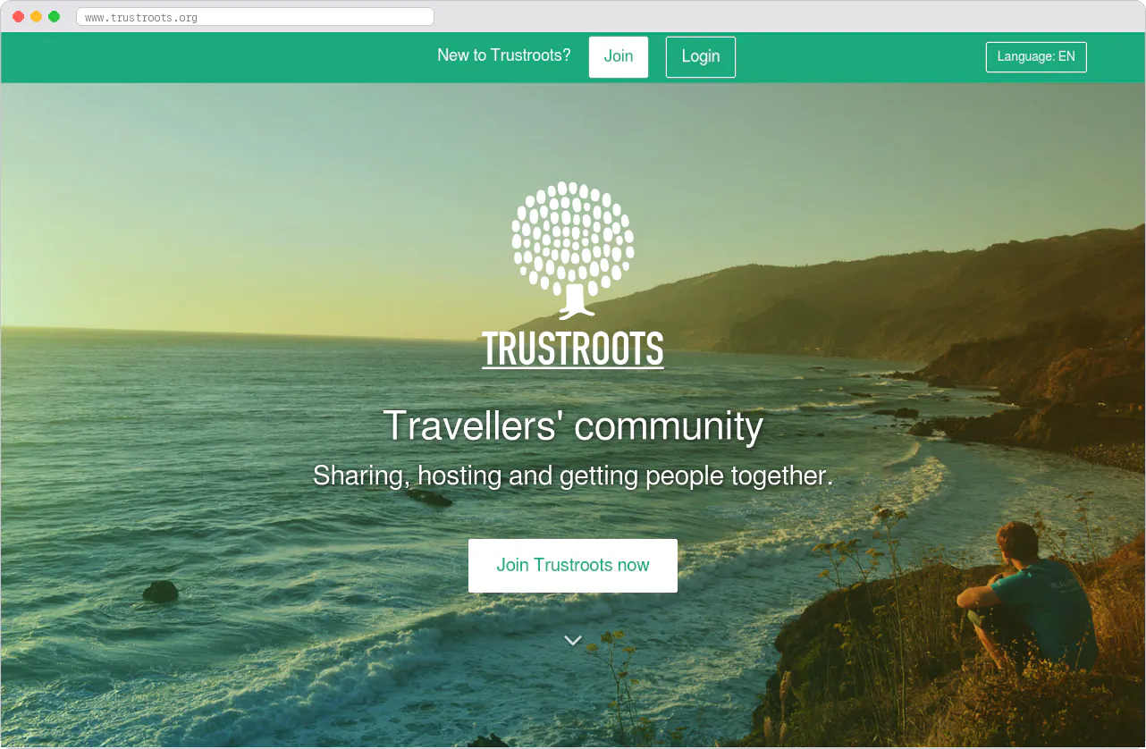 Trustroots marketplace homepage screenshot