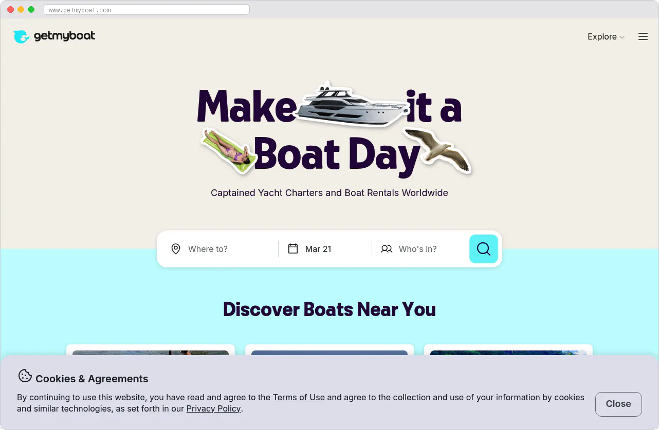 GetMyBoat marketplace homepage screenshot