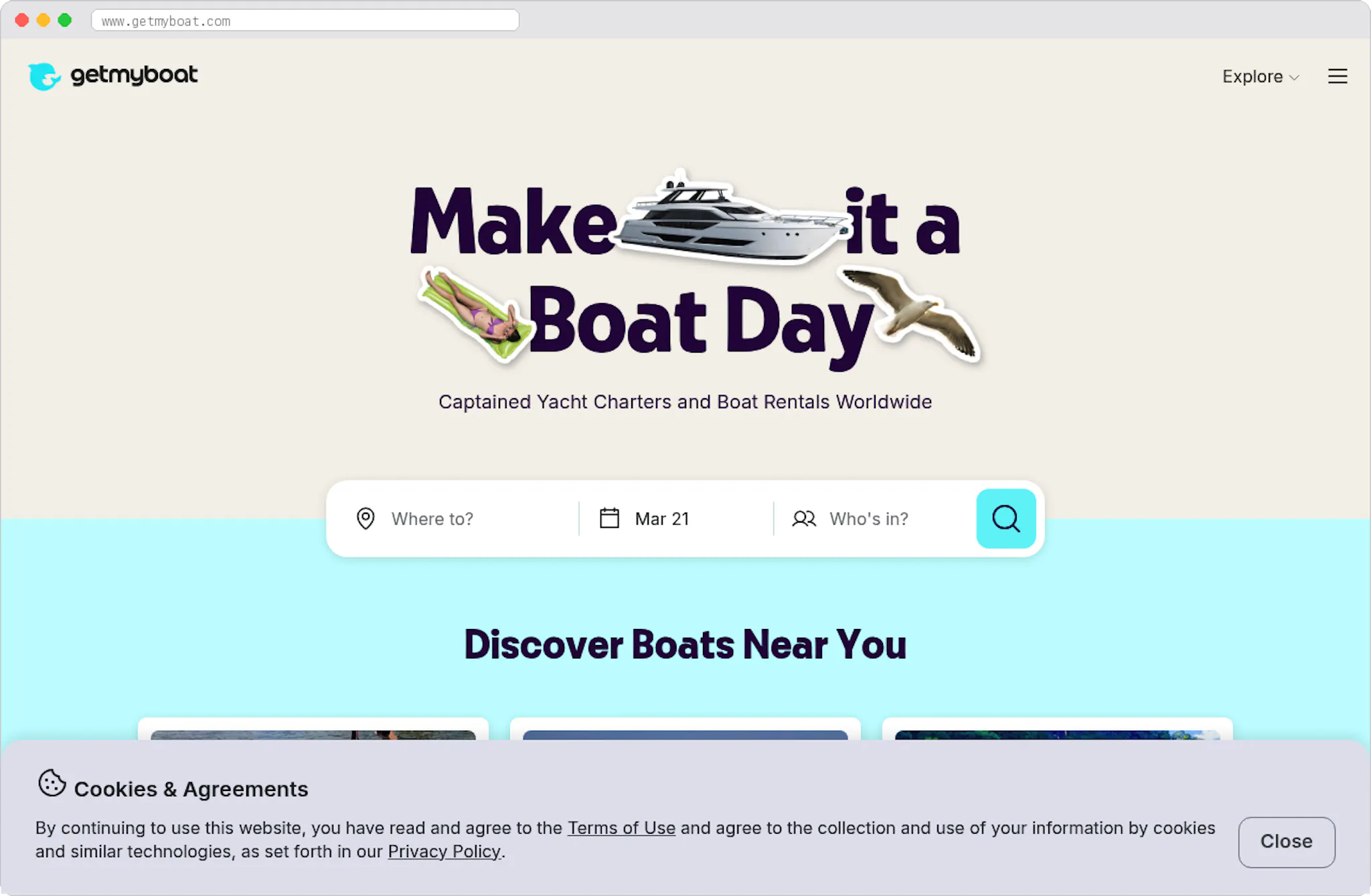 GetMyBoat marketplace homepage screenshot
