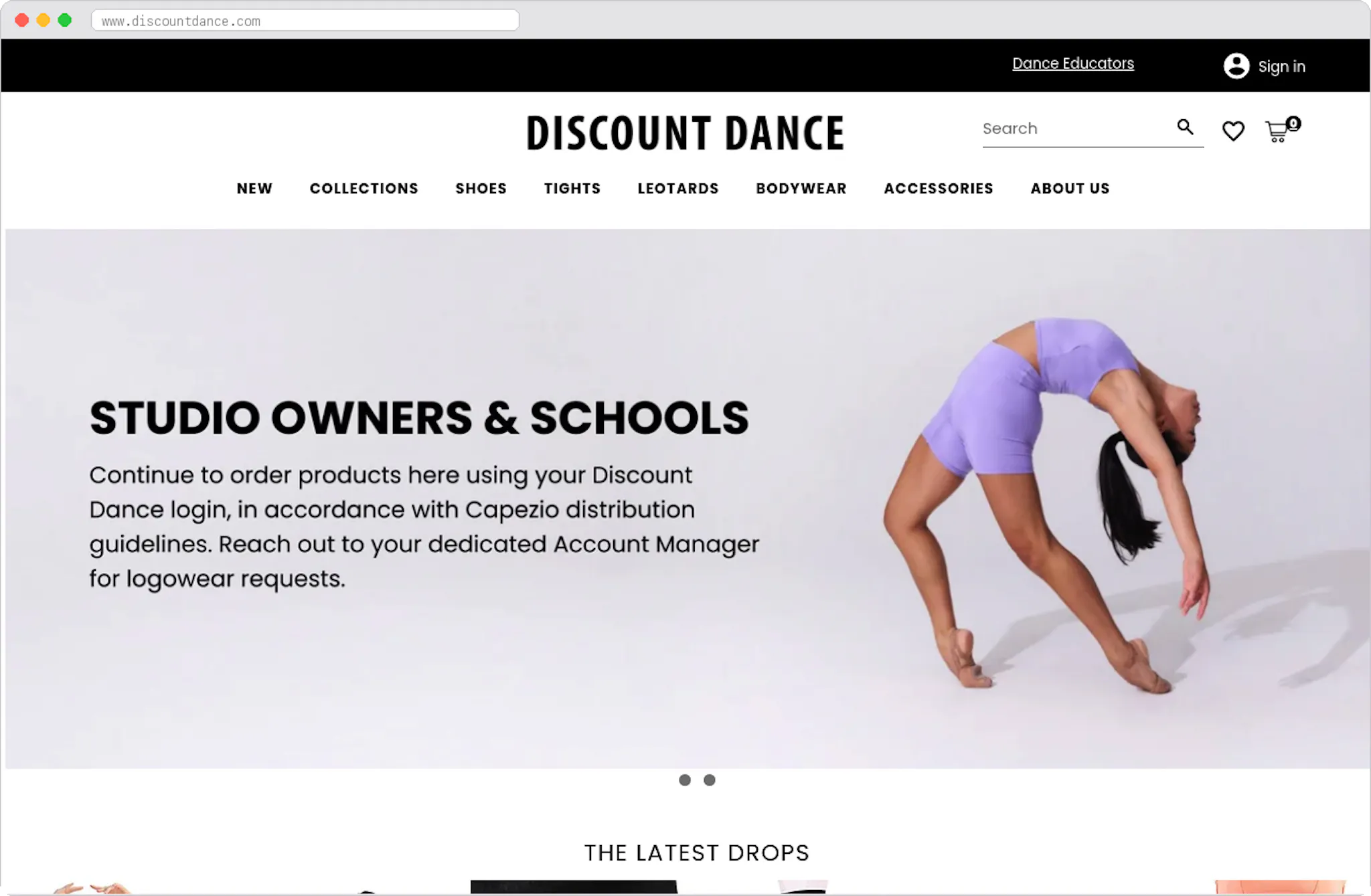 Discount Dance Supply marketplace homepage screenshot