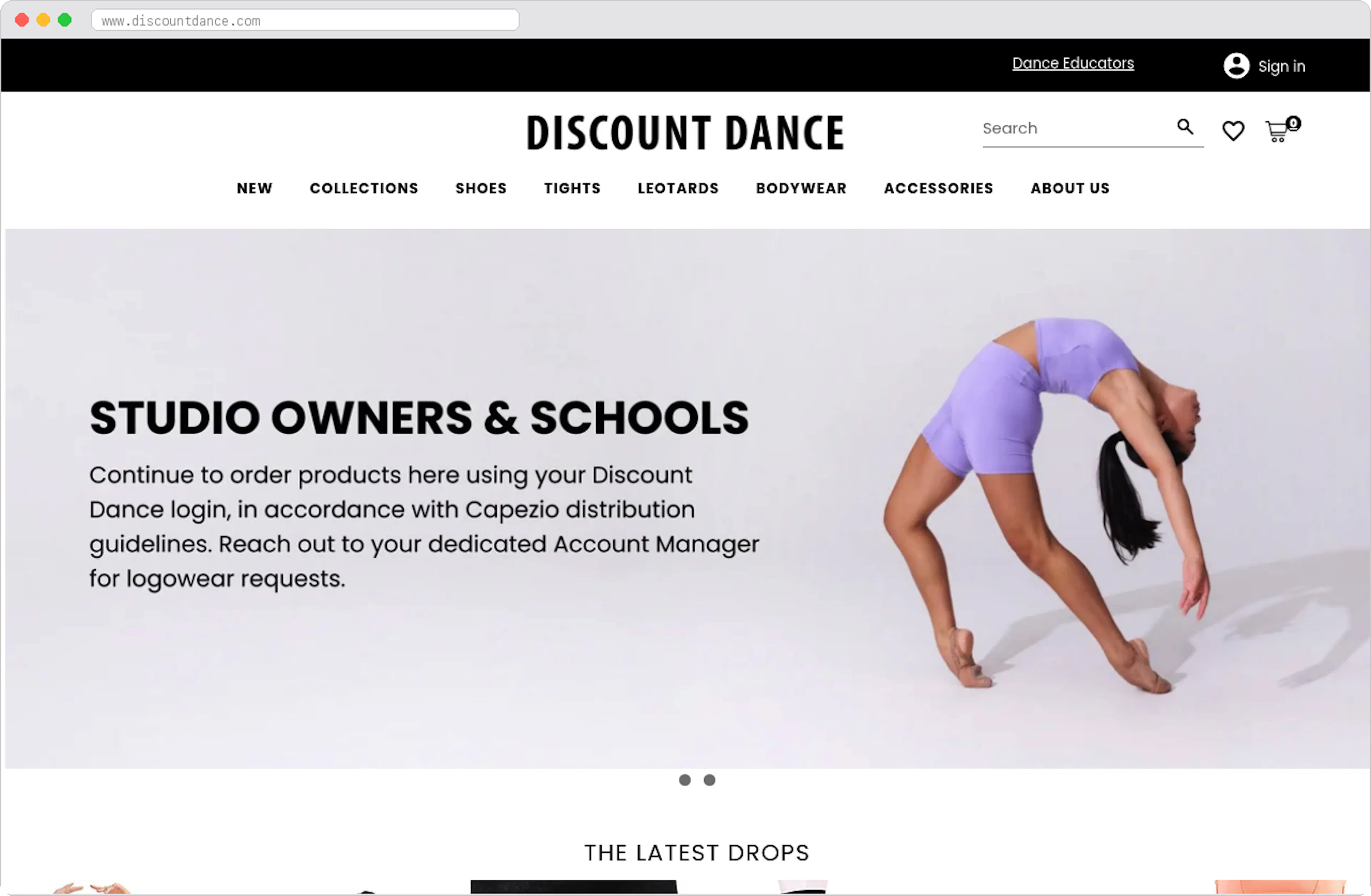 Discount Dance Supply marketplace homepage screenshot