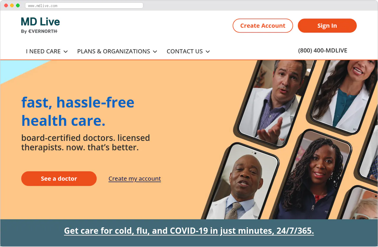 MDLIVE marketplace homepage screenshot