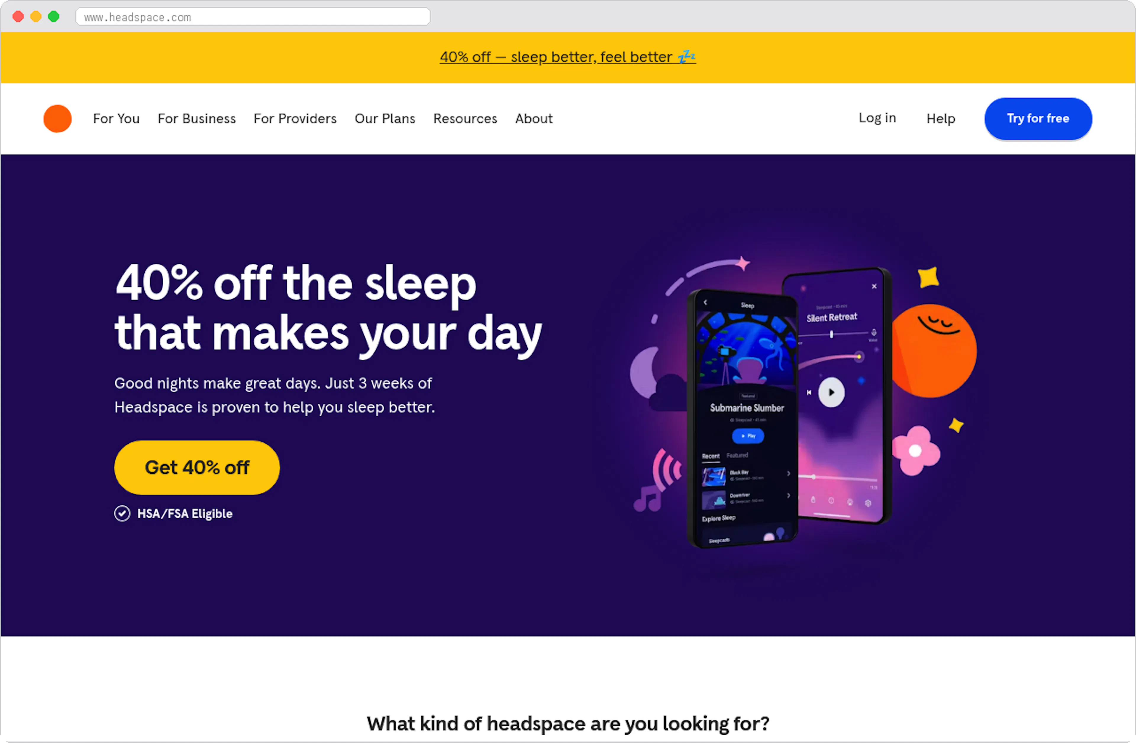 Headspace Health marketplace homepage screenshot