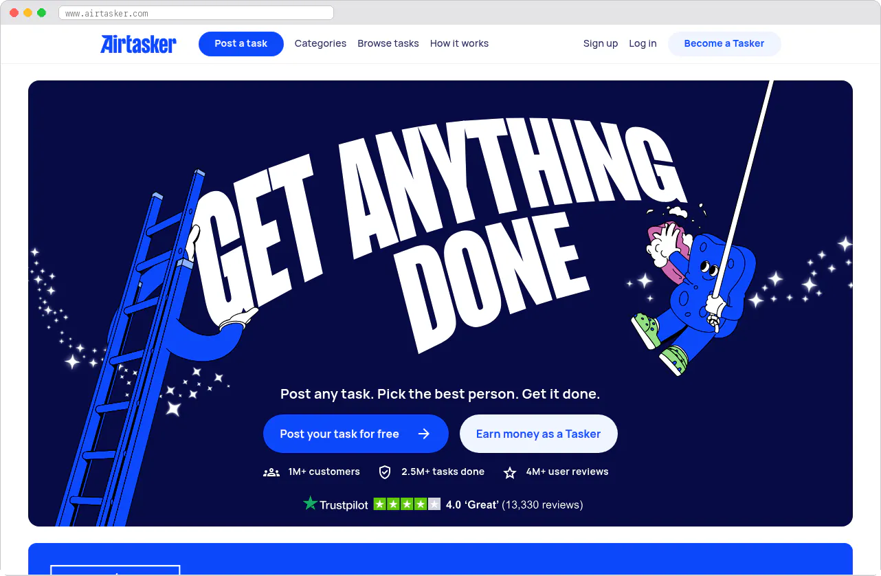 Airtasker marketplace homepage screenshot