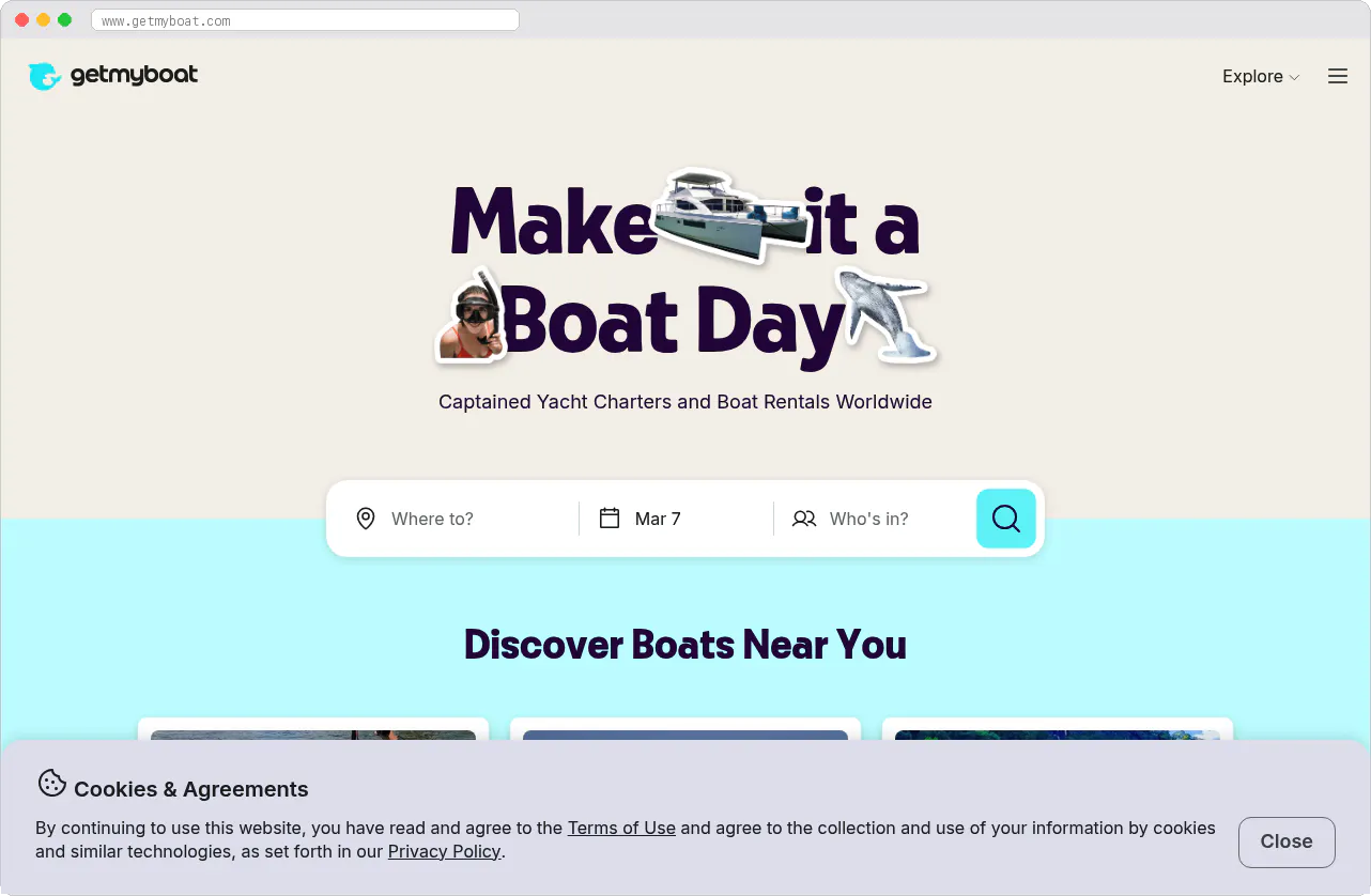 GetMyBoat marketplace homepage screenshot