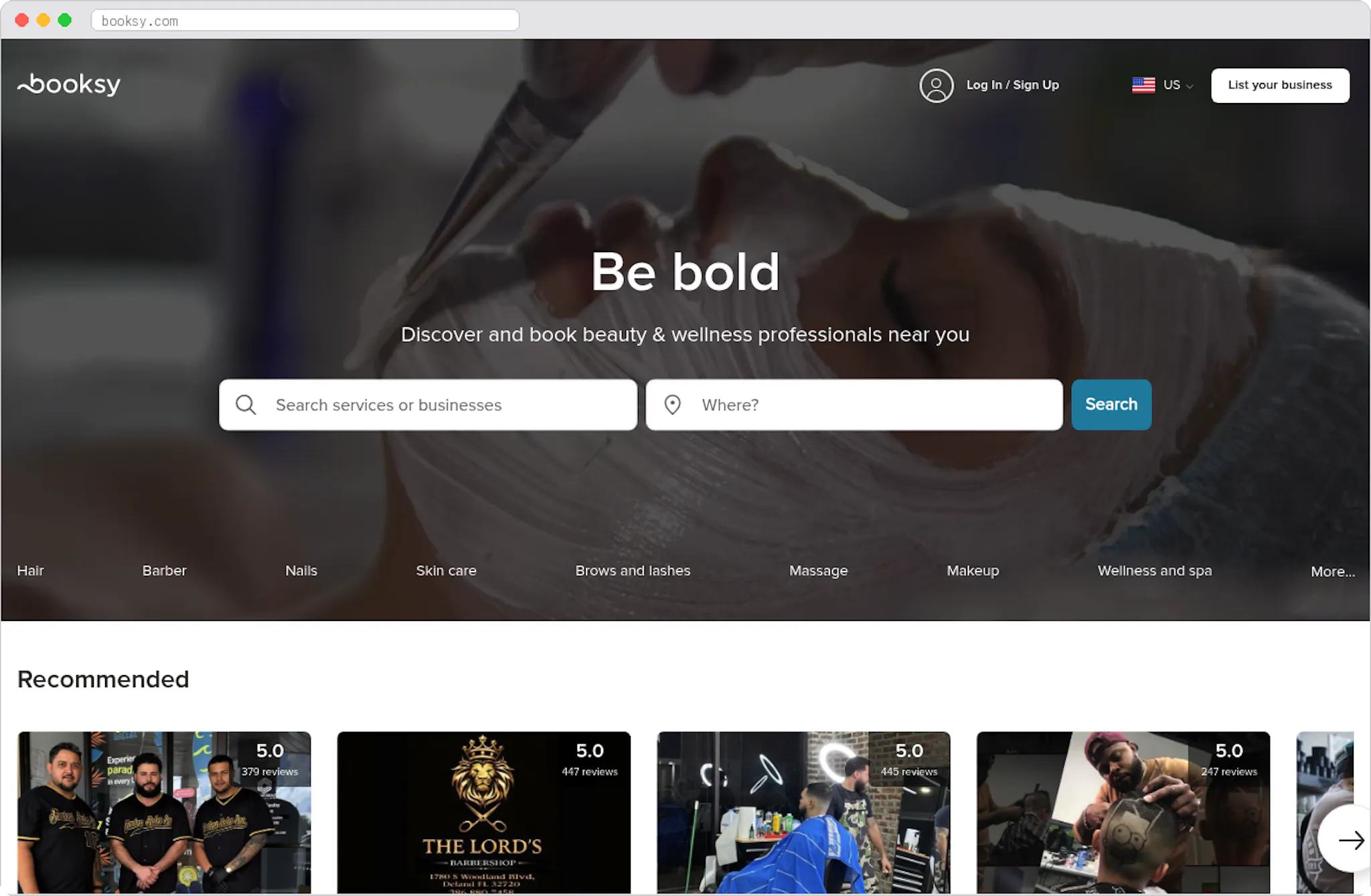 Booksy marketplace homepage screenshot