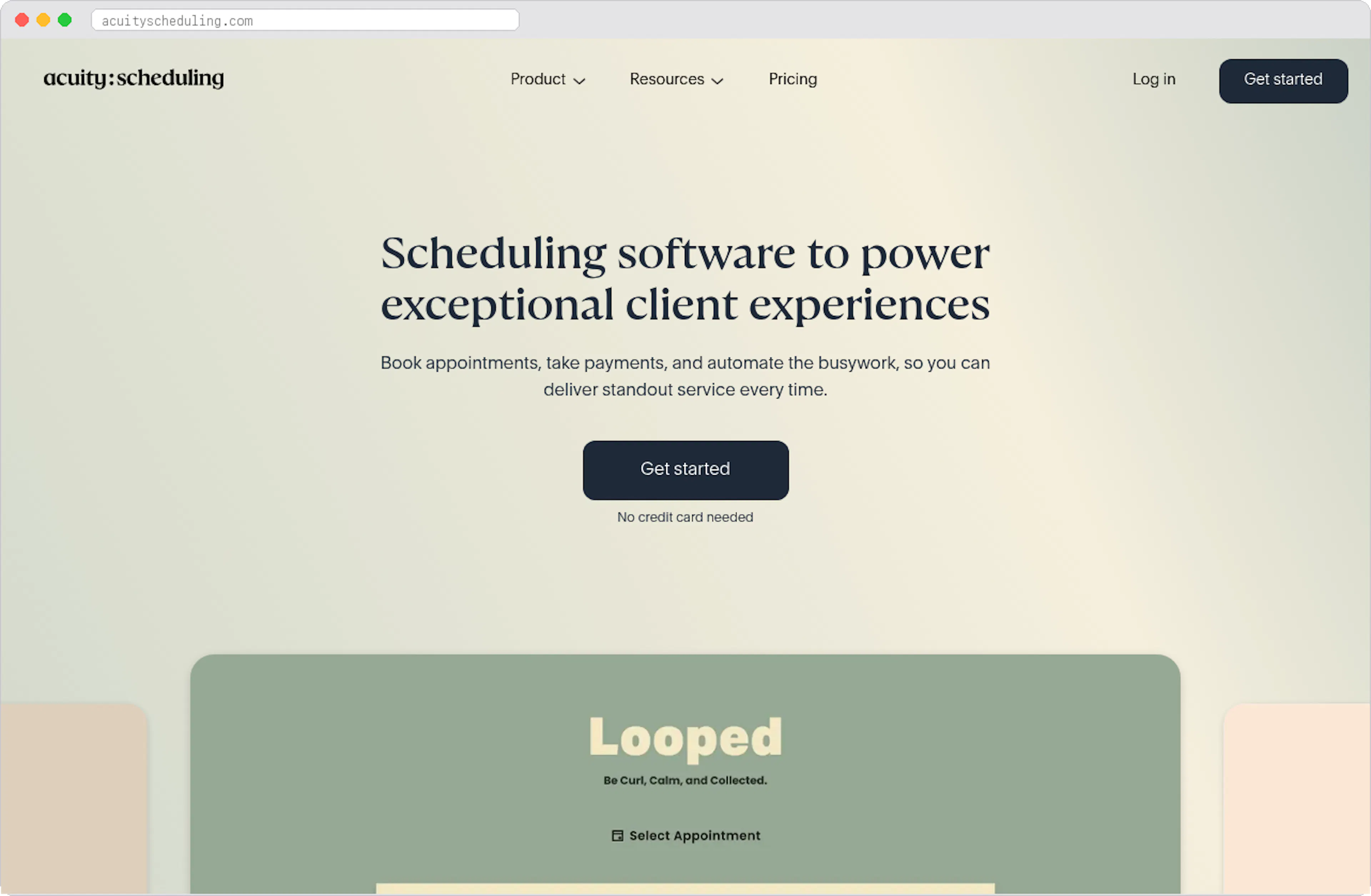 Acuity Scheduling marketplace homepage screenshot