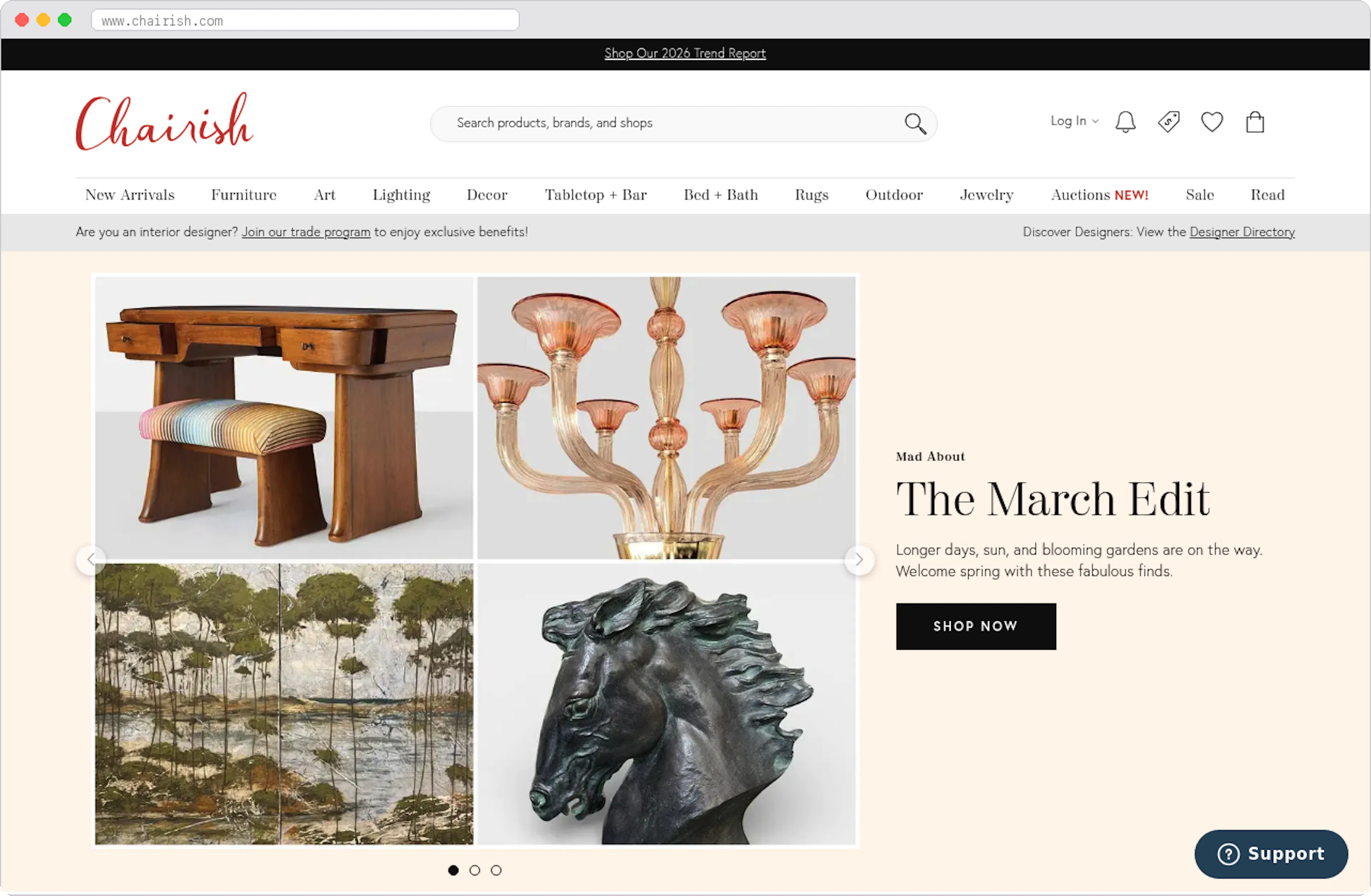 Chairish marketplace homepage screenshot