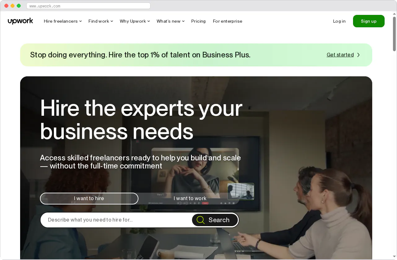 Upwork marketplace homepage screenshot