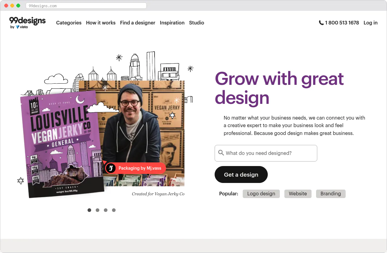 99designs marketplace homepage screenshot