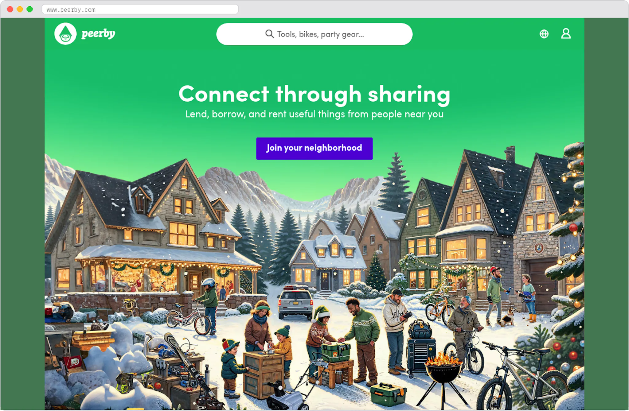Peerby marketplace homepage screenshot