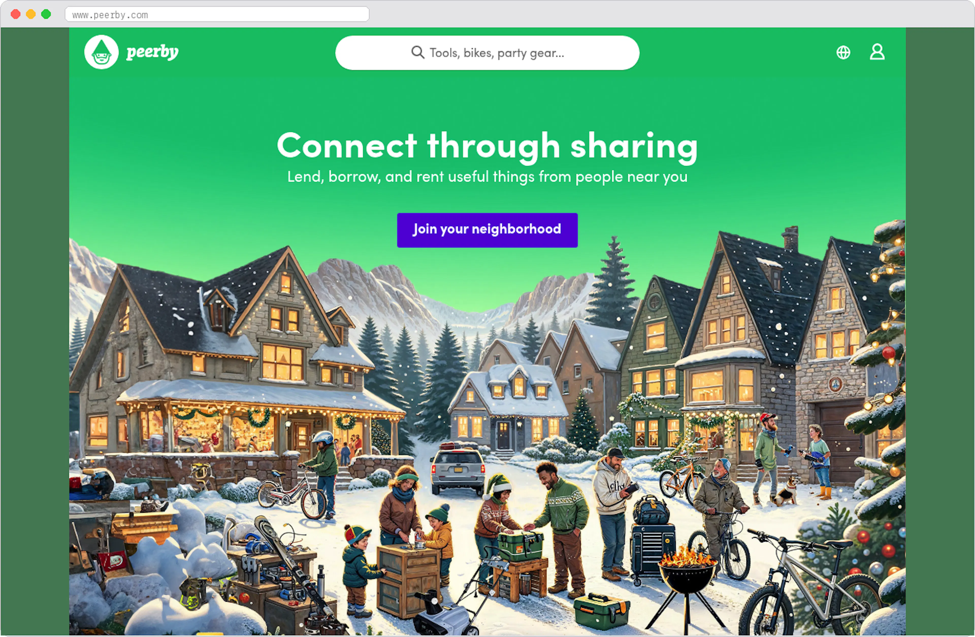 Peerby marketplace homepage screenshot